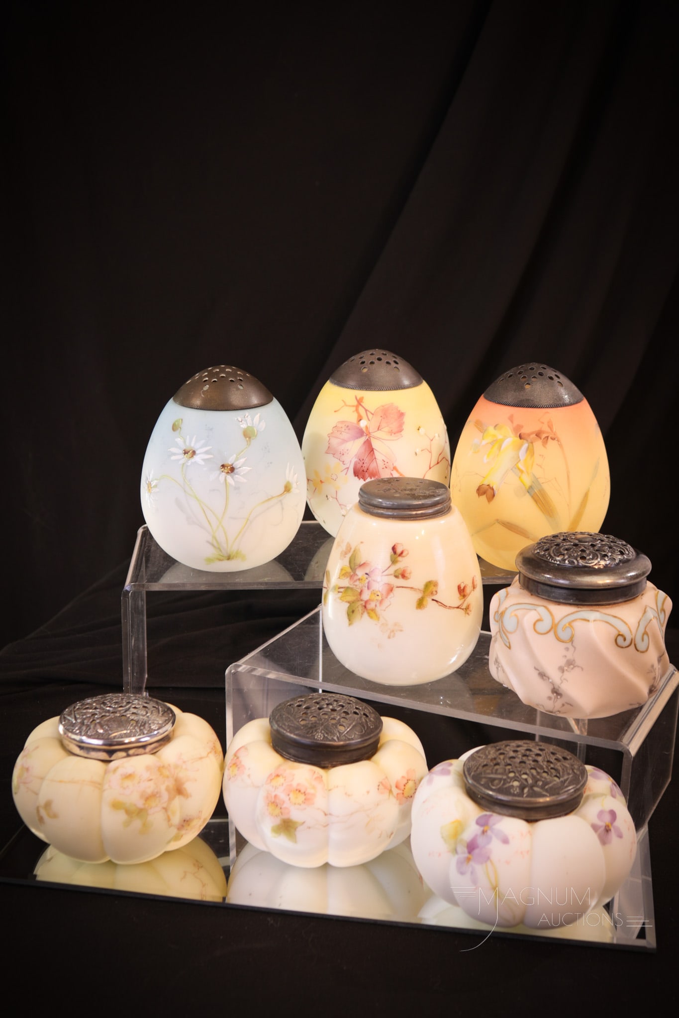 8 pc Lot Victorian Glass Mt. Washington & Wavecrest Sugar Shakers (1 of 4)