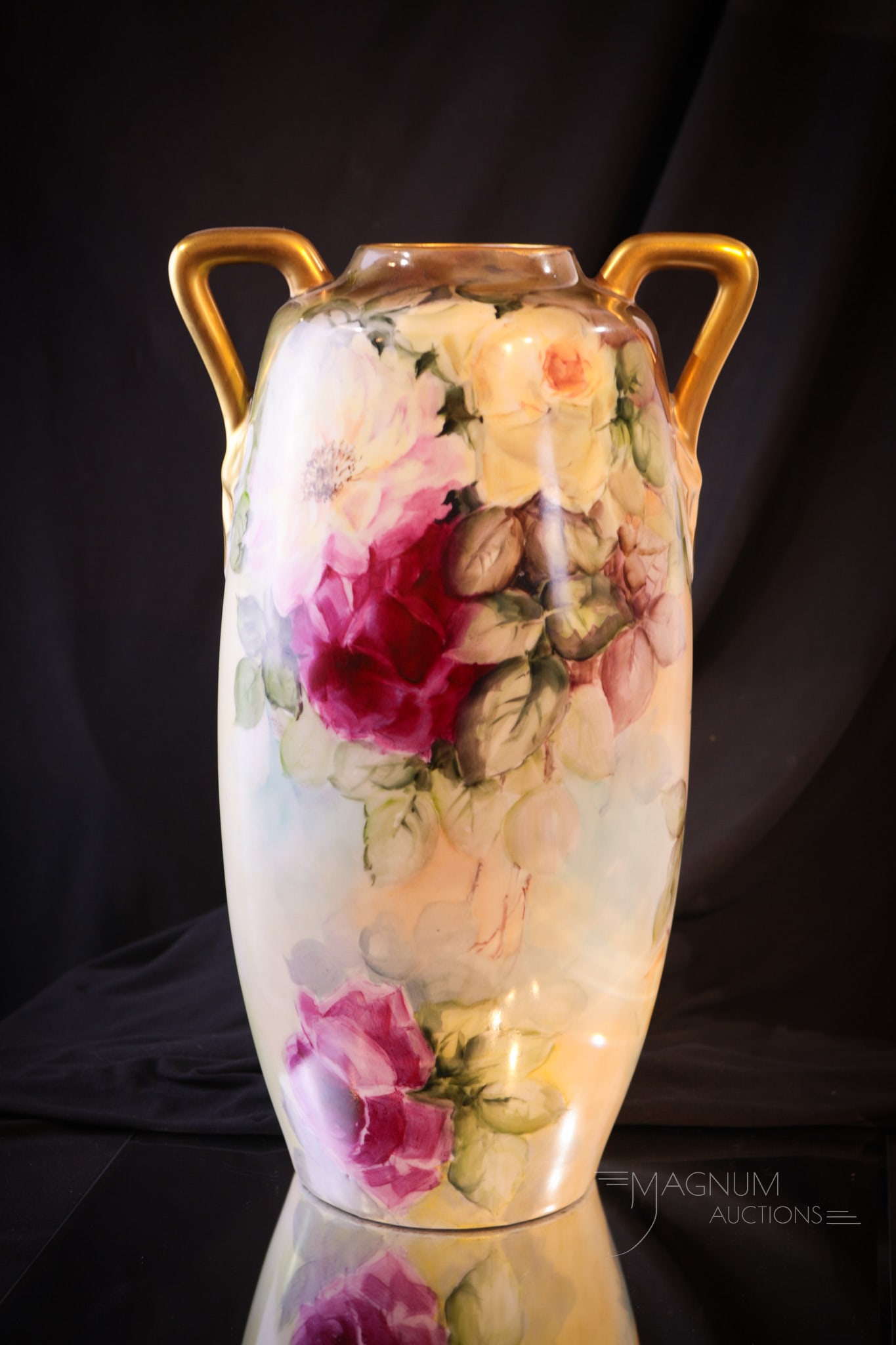 14" Royal Austria Hand Painted Porcelain Double Handle Vase (1 of 8)