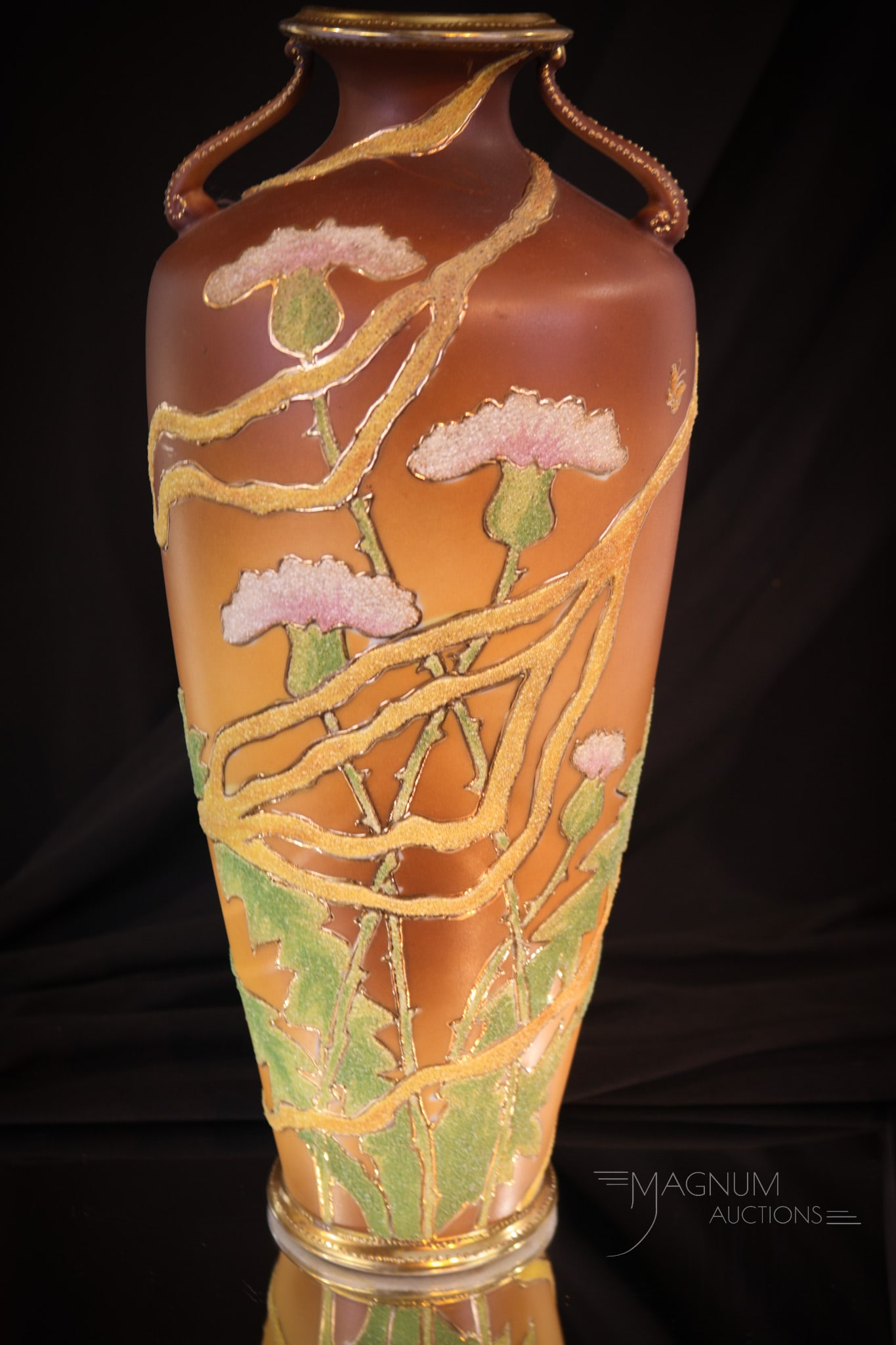 Kinran Mark Nippon Coralene Large Double Handle Vase (1 of 9)