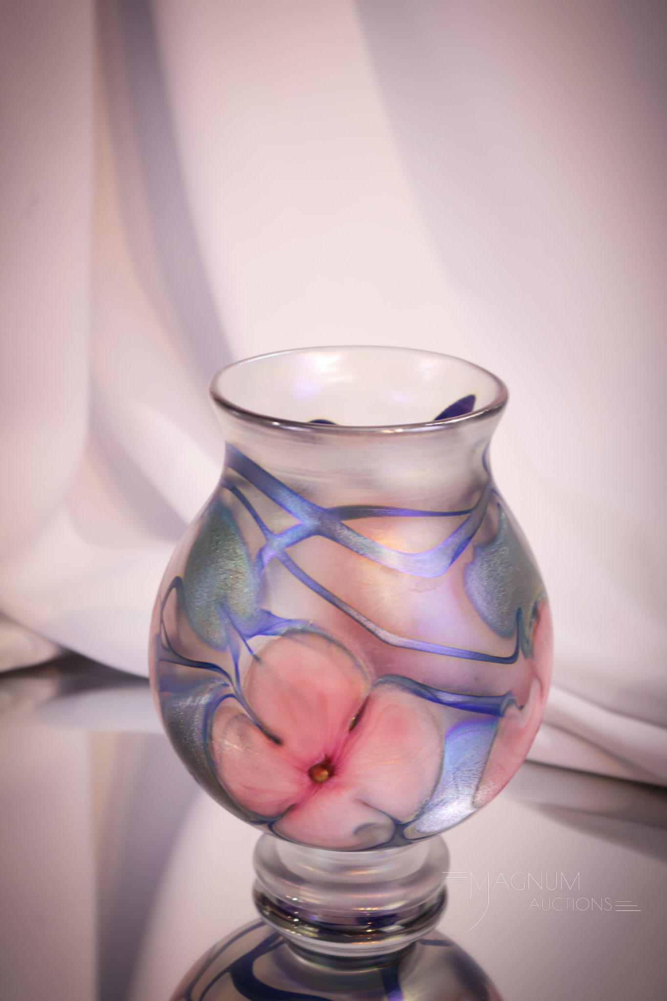 Charles Lotton 1978 Iridescent Multi-Flora Art Glass Vase (1 of 7)