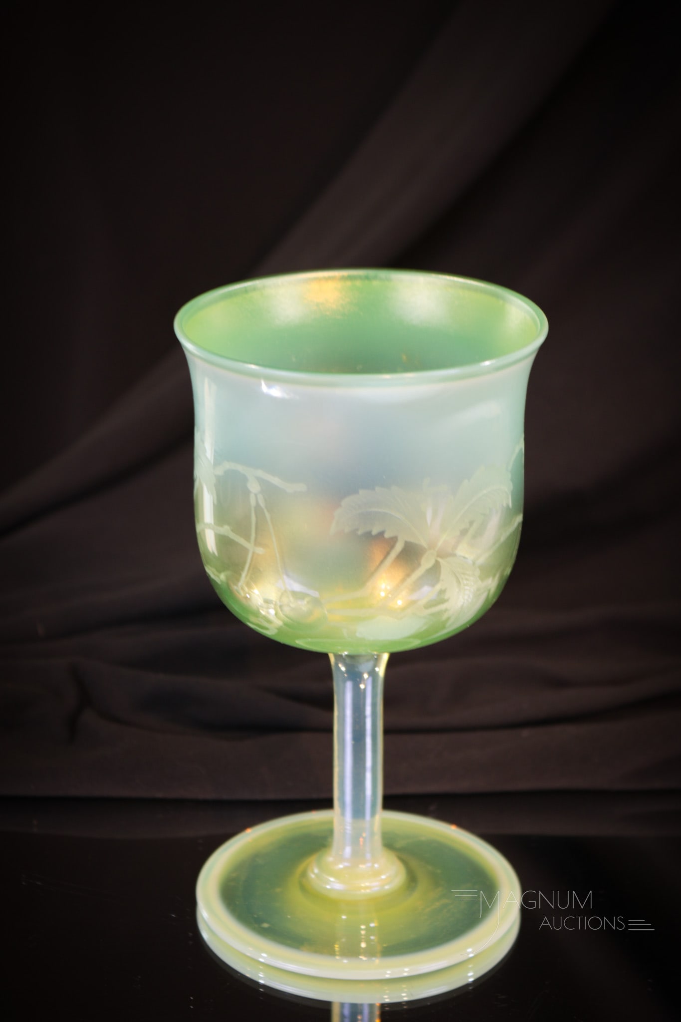 Tiffany Favrile Green Pastel Art Glass Water Goblet (1 of 9)