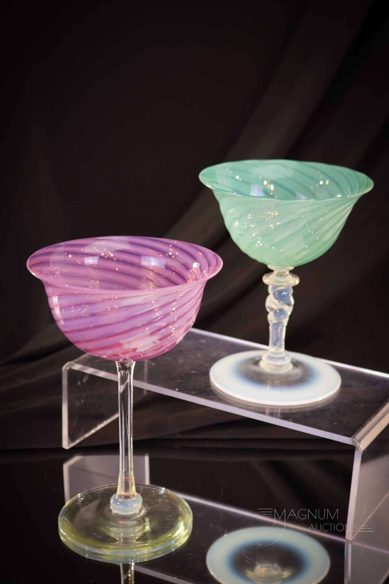 2 pc Lot Steuben Oriental Poppy & Jade Stems (1 of 10)