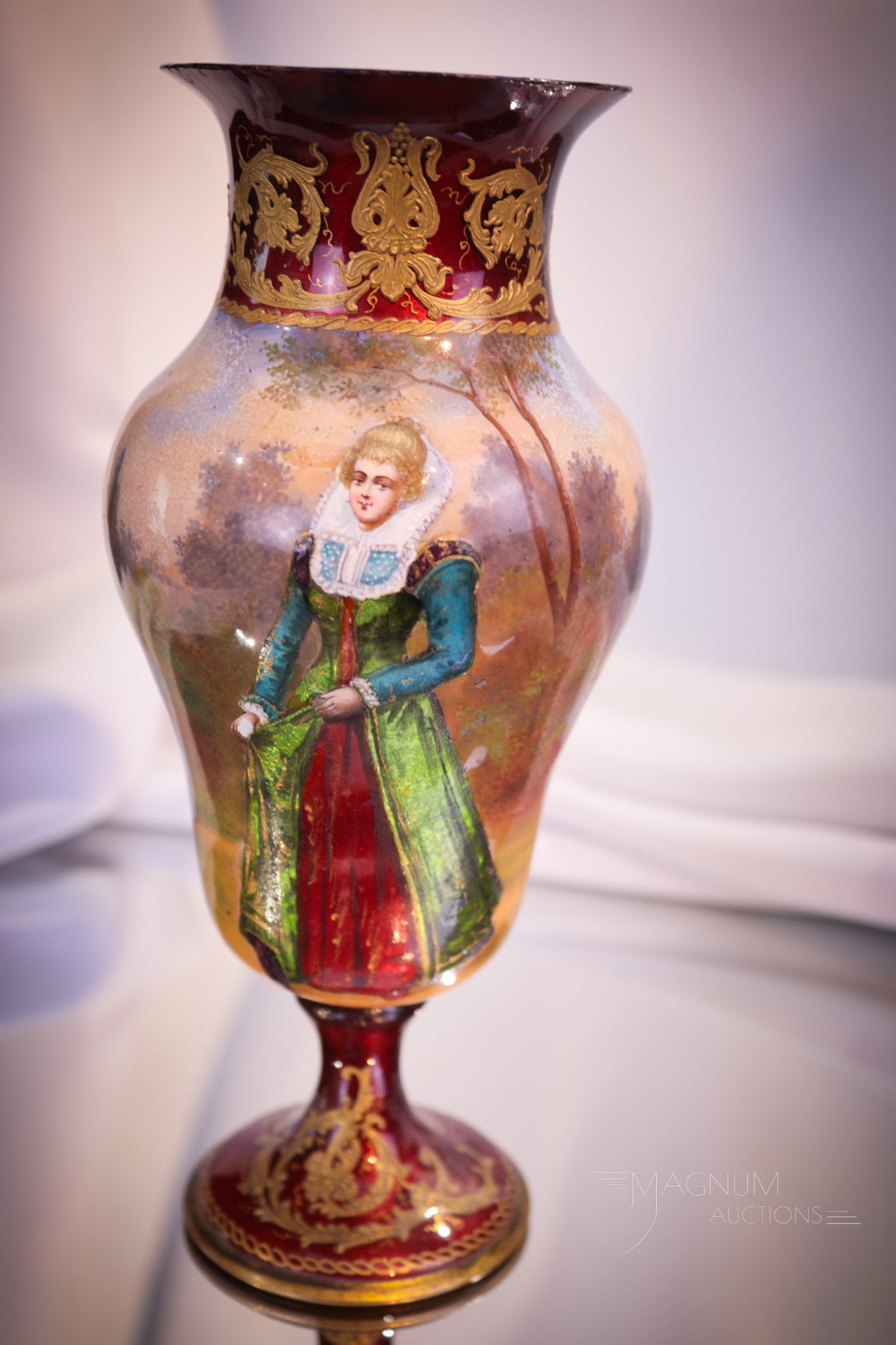 Signed French Enamel on Copper Vase (1 of 6)