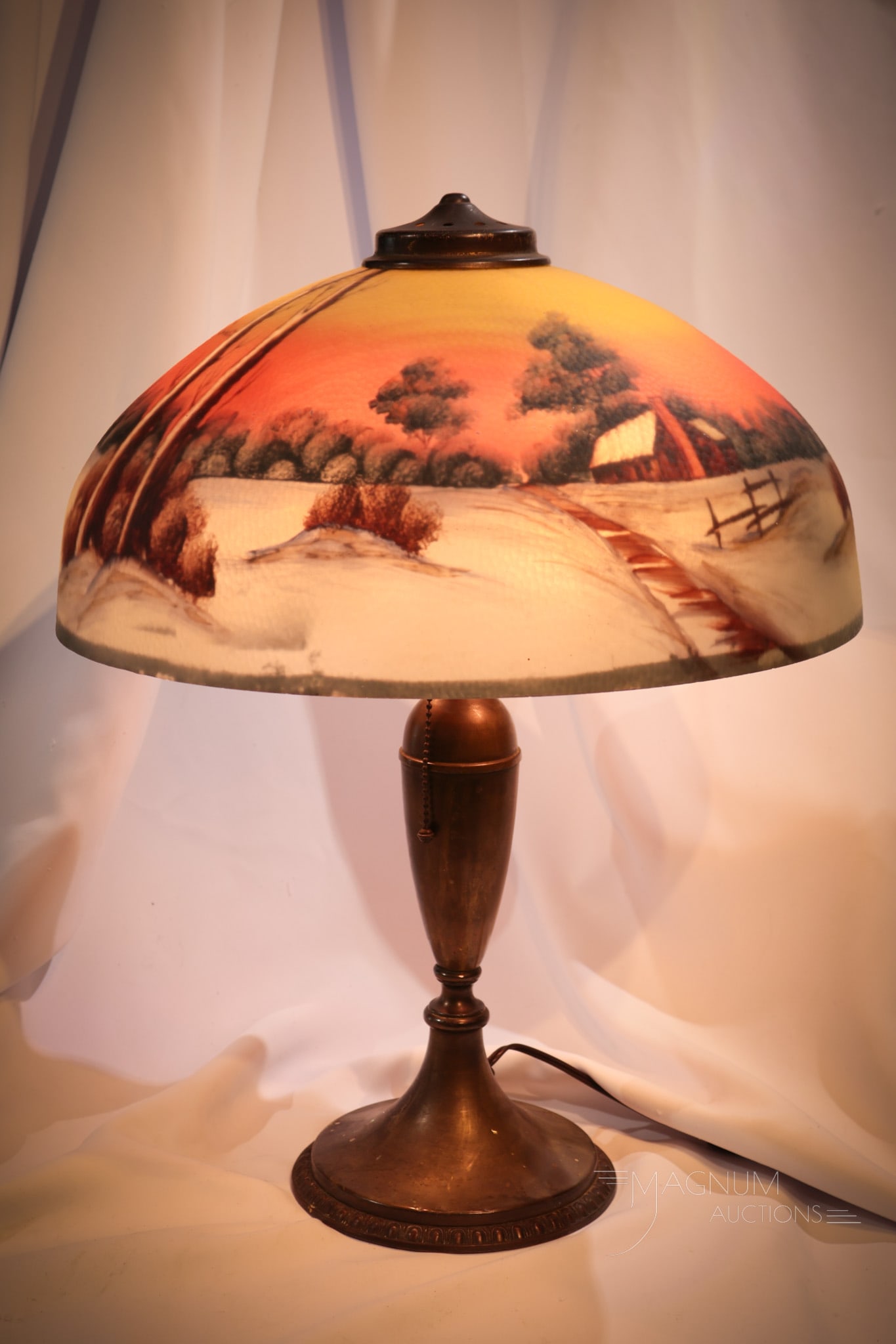 Pittsburgh Reverse Painted Cabin In the Snow Table lamp (1 of 15)