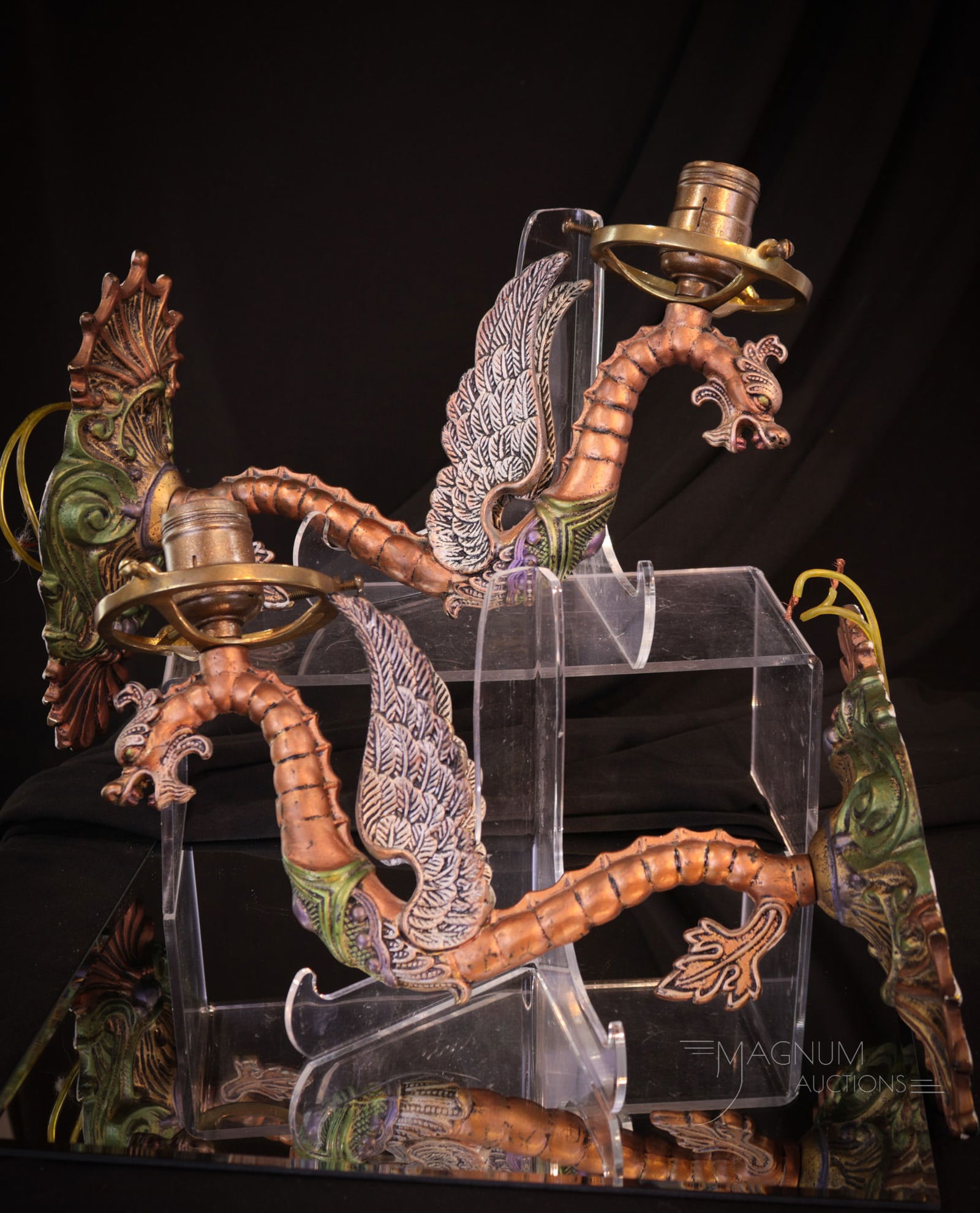 Pair of Dragon Figural Wall Sconces Light Fixtures (1 of 10)