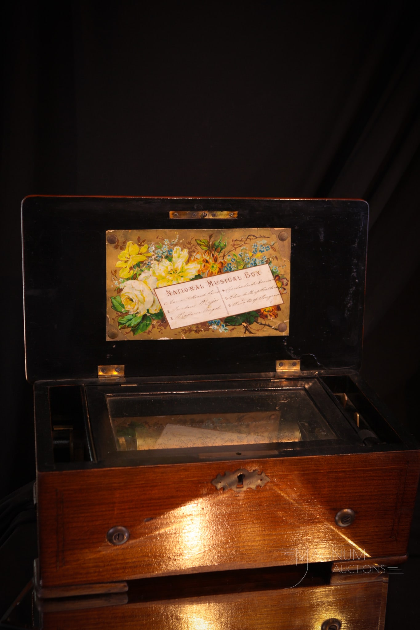 6 Tune Swiss Victorian Cylinder Music Box "National Music Box" (1 of 12)