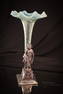 Victorian Silverplate Figural Vaseline Opalescent Glass Bud Vase