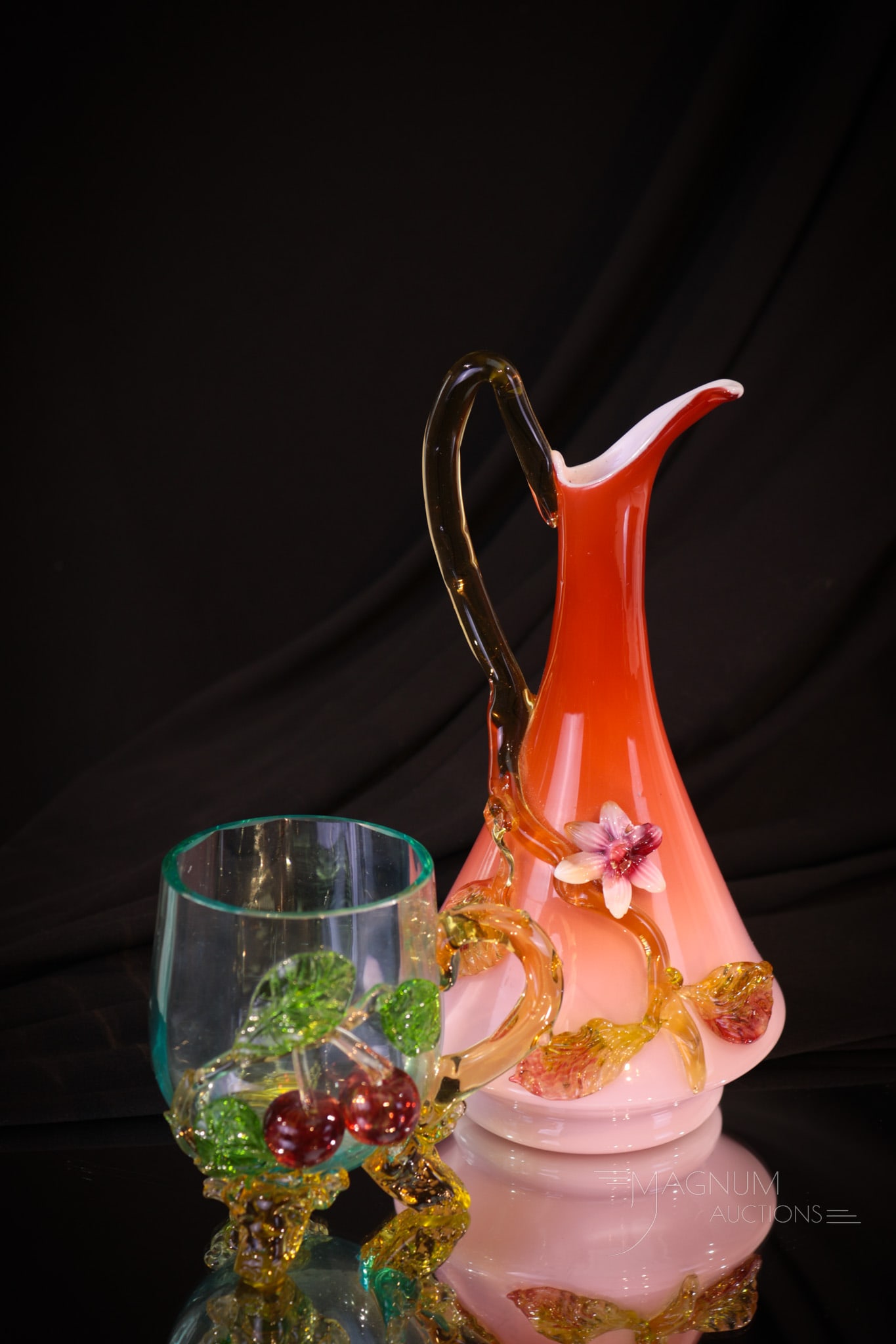 2 pc Lot Victorian Applied Glass Ewer & Mug (1 of 12)