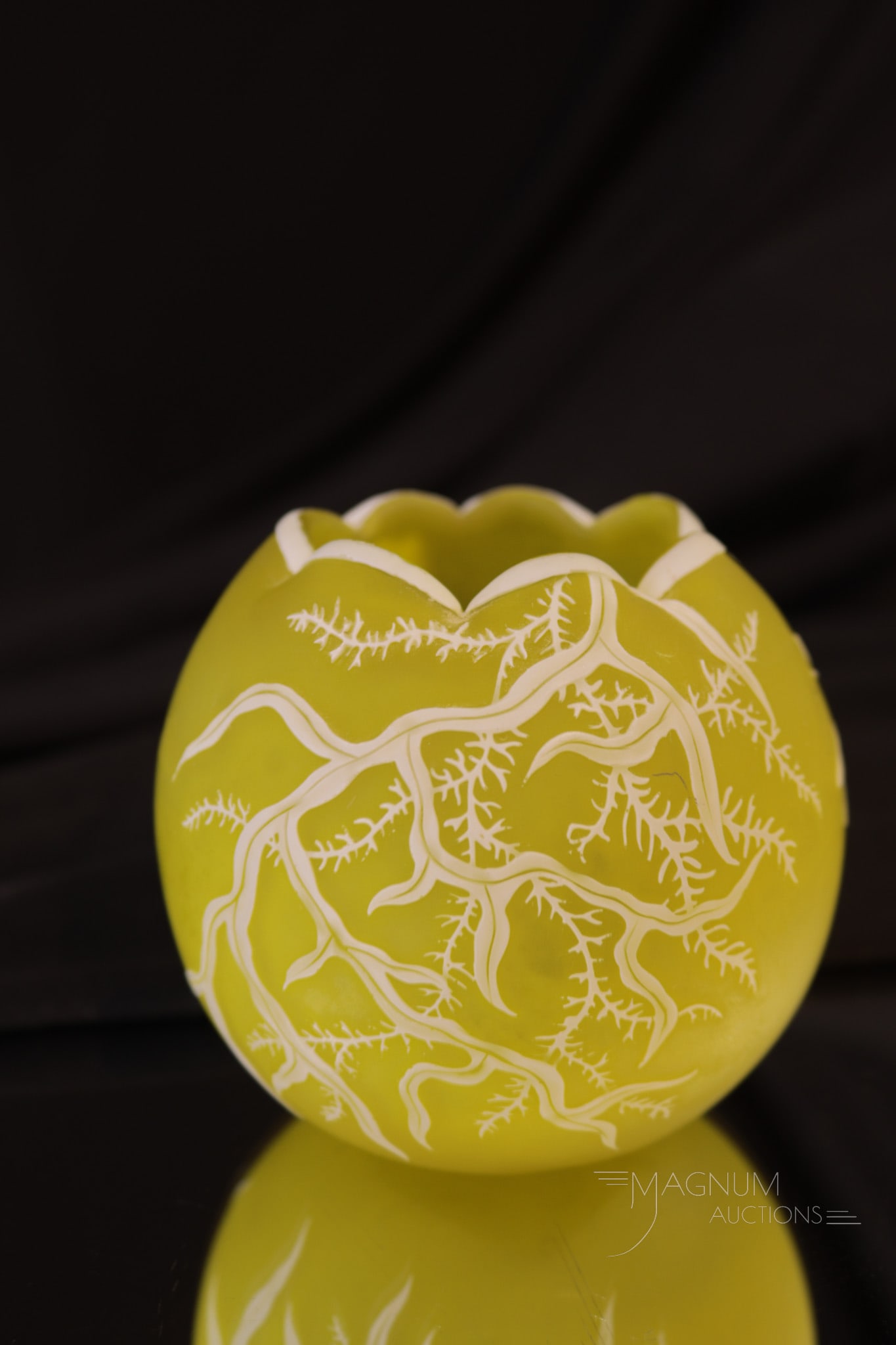 English Victorian Cameo Glass Signed Stevens & Williams Dragonfly 2 3/4" Rose Bowl (1 of 6)