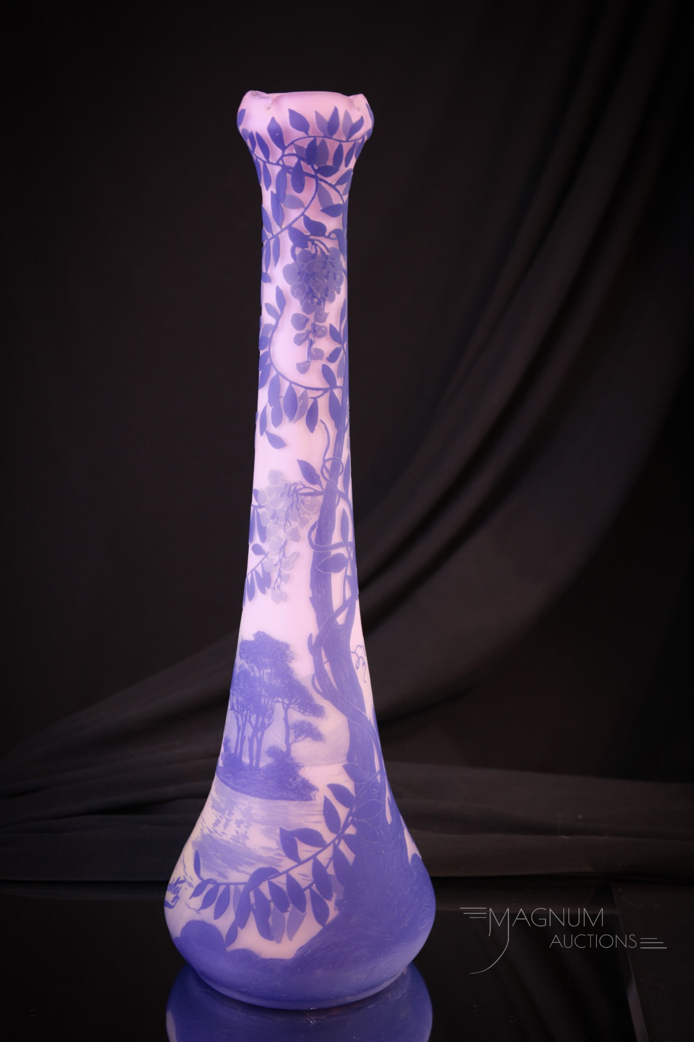 Signed Devez French Cameo Art Glass 14 1/2" Vase (1 of 12)