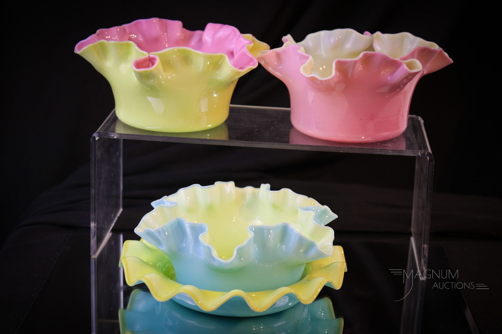 Rare 3 pc Lot Hobb's Victorian Glass #206 Finger Bowls (1 of 9)