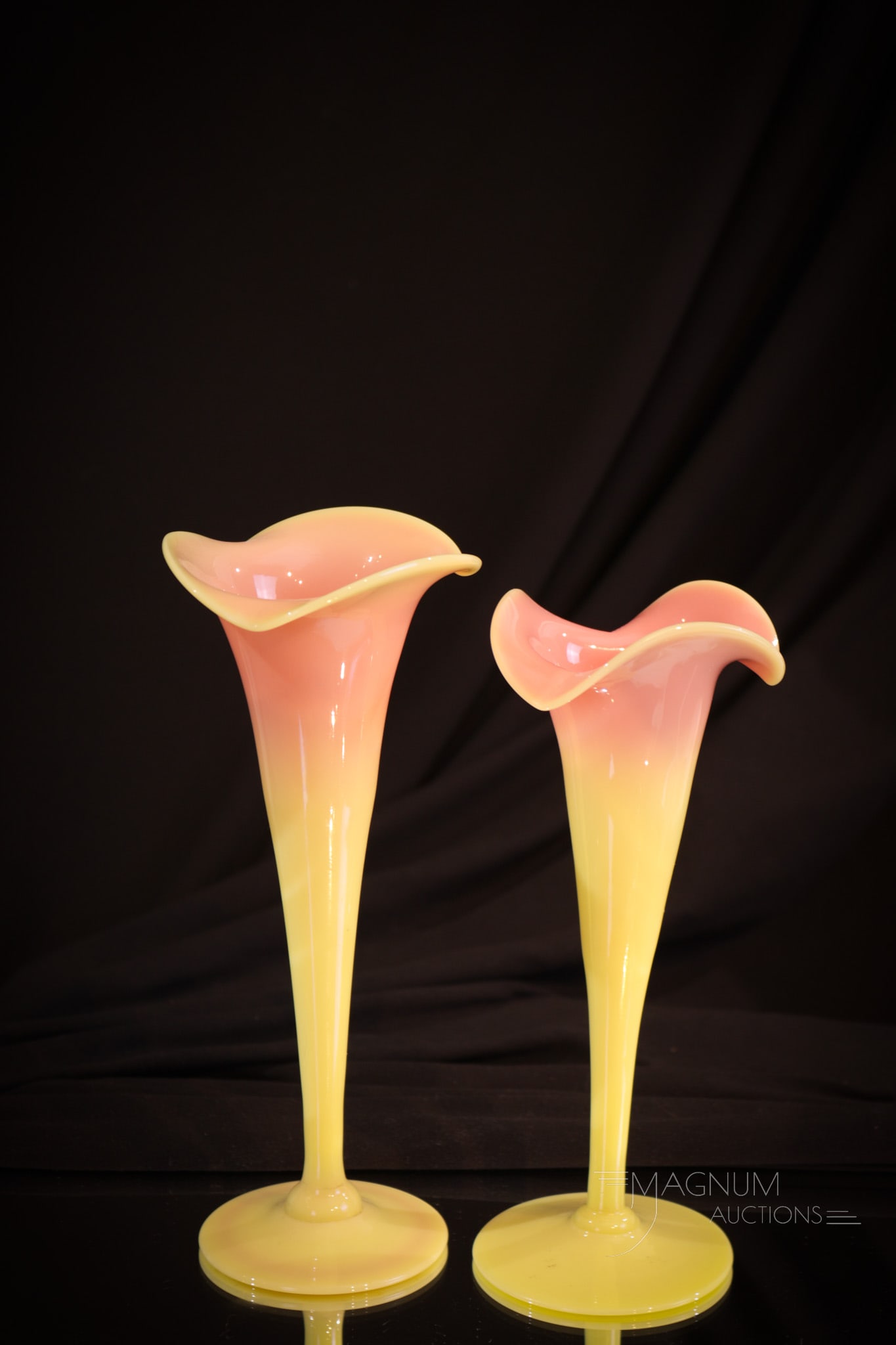 2 pc Lot Mt. Washington Victorian Burmese Glass Vases (1 of 8)