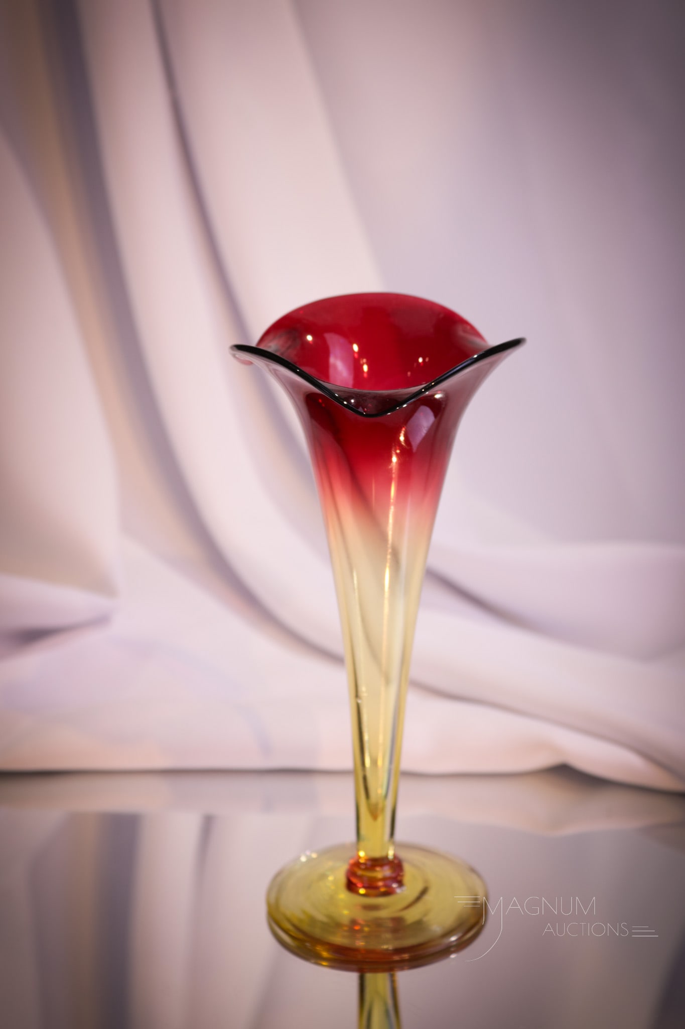 Mt. Washington Victorian Glass Amberina Lily Vase (1 of 5)