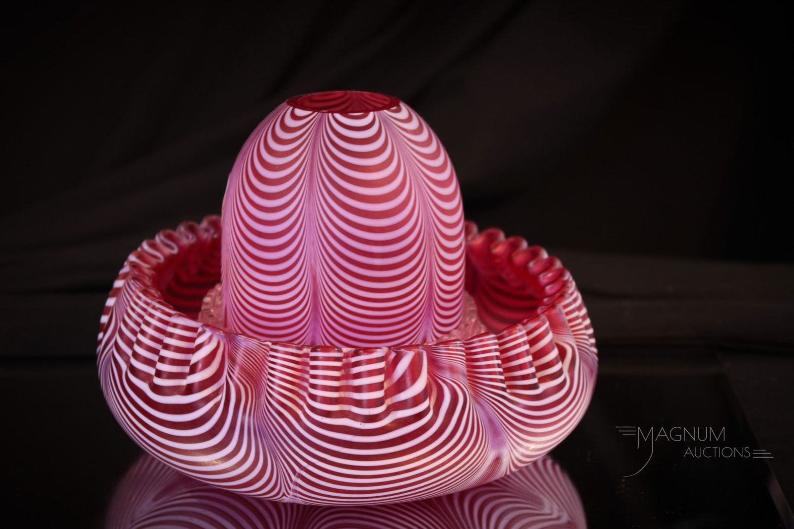 Cranberry Satin Victorian Nailsea Clarke's Fairy Lamp (1 of 10)