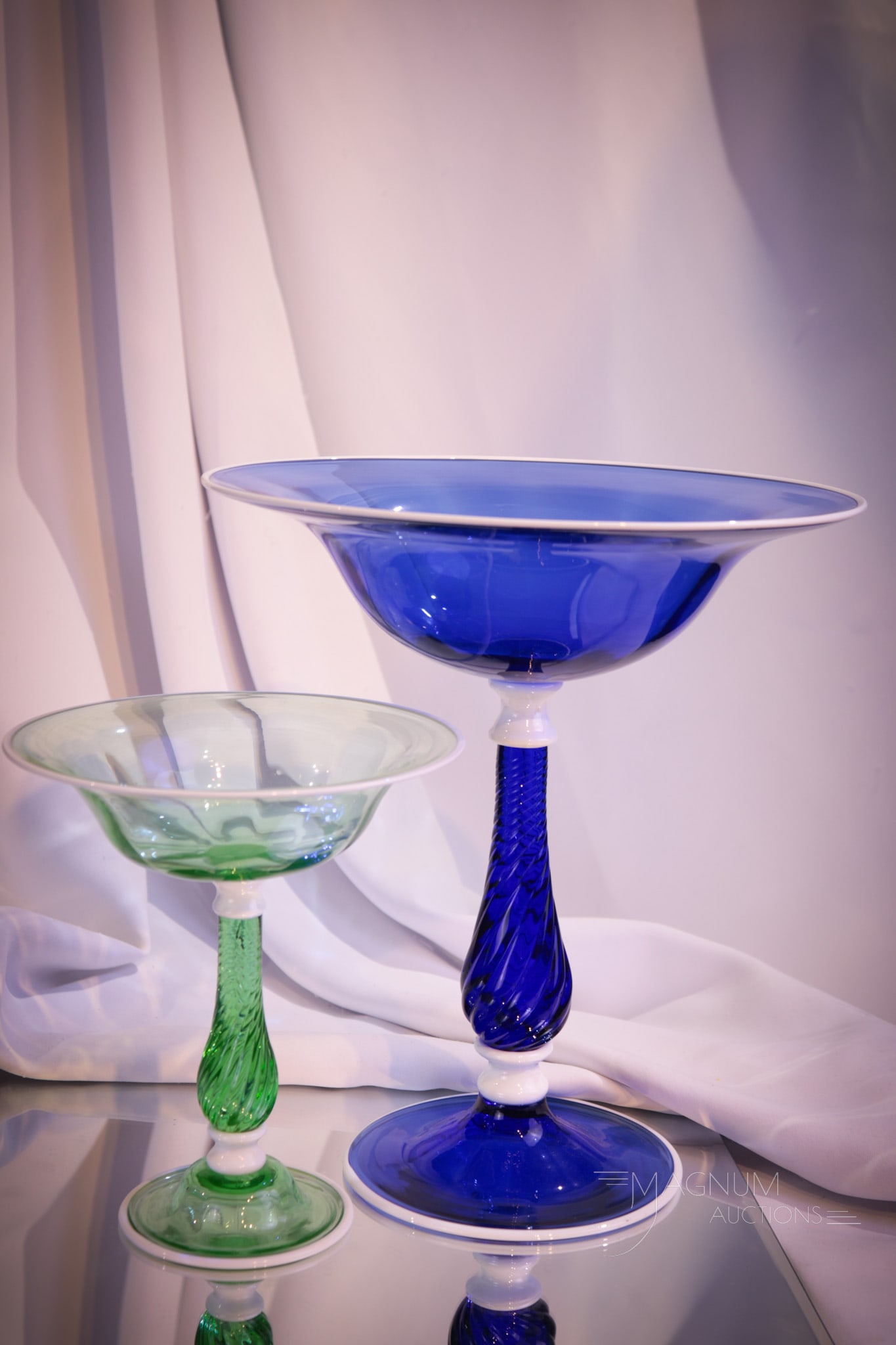 2 pc Lot Central Glass Pedestal Compotes (1 of 7)