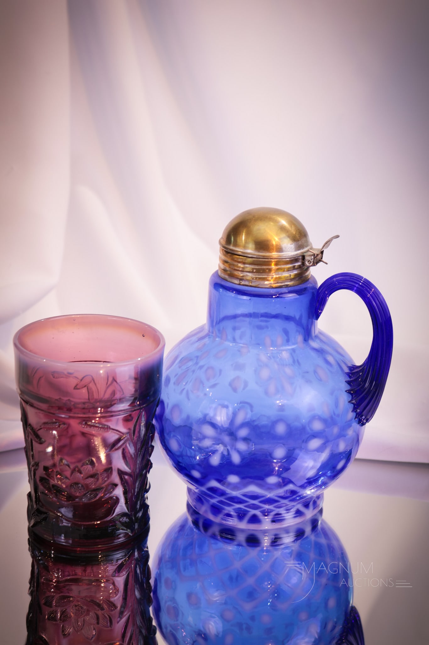 2 pc Lot Fenton Opalescent Glass Cobalt & Amethyst (1 of 10)