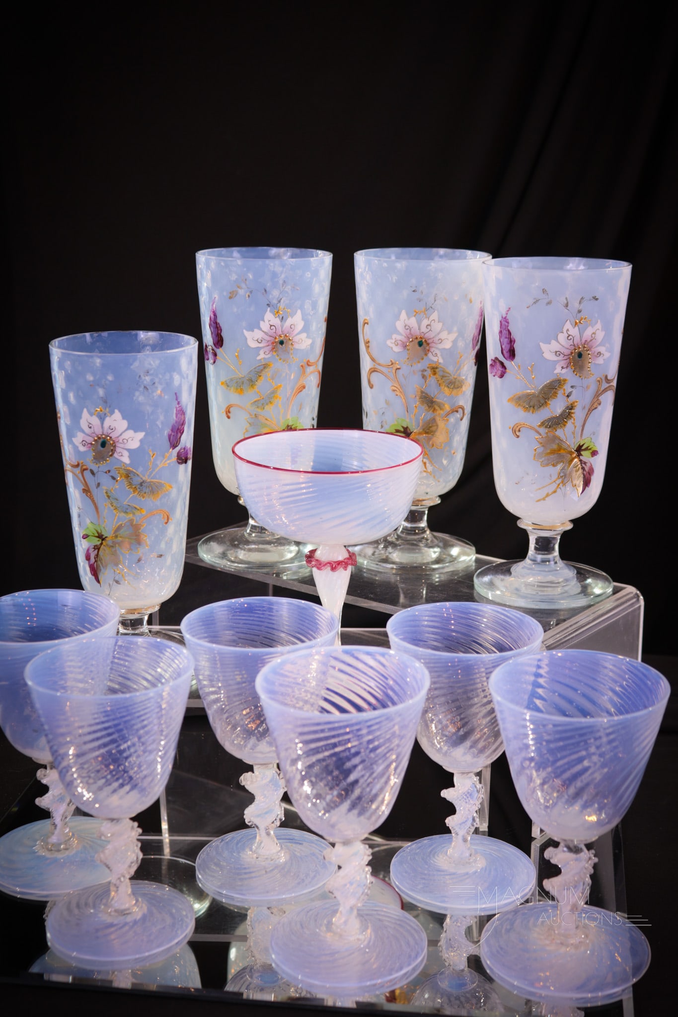 11 pc Lot Opalescent Italian & More Glass Stemware (1 of 9)
