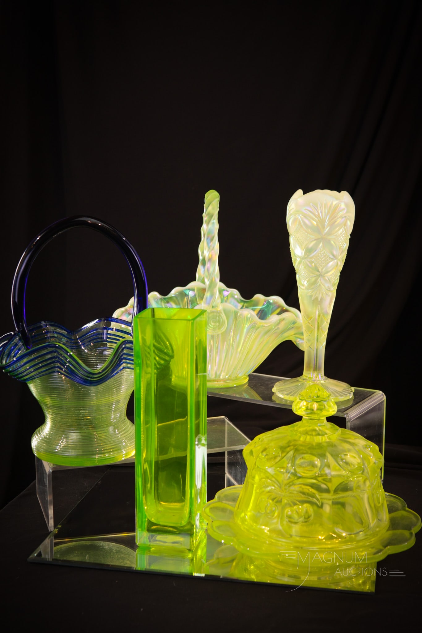 5 pc Lot Vaseline Glass Fenton Mosser & More (1 of 14)