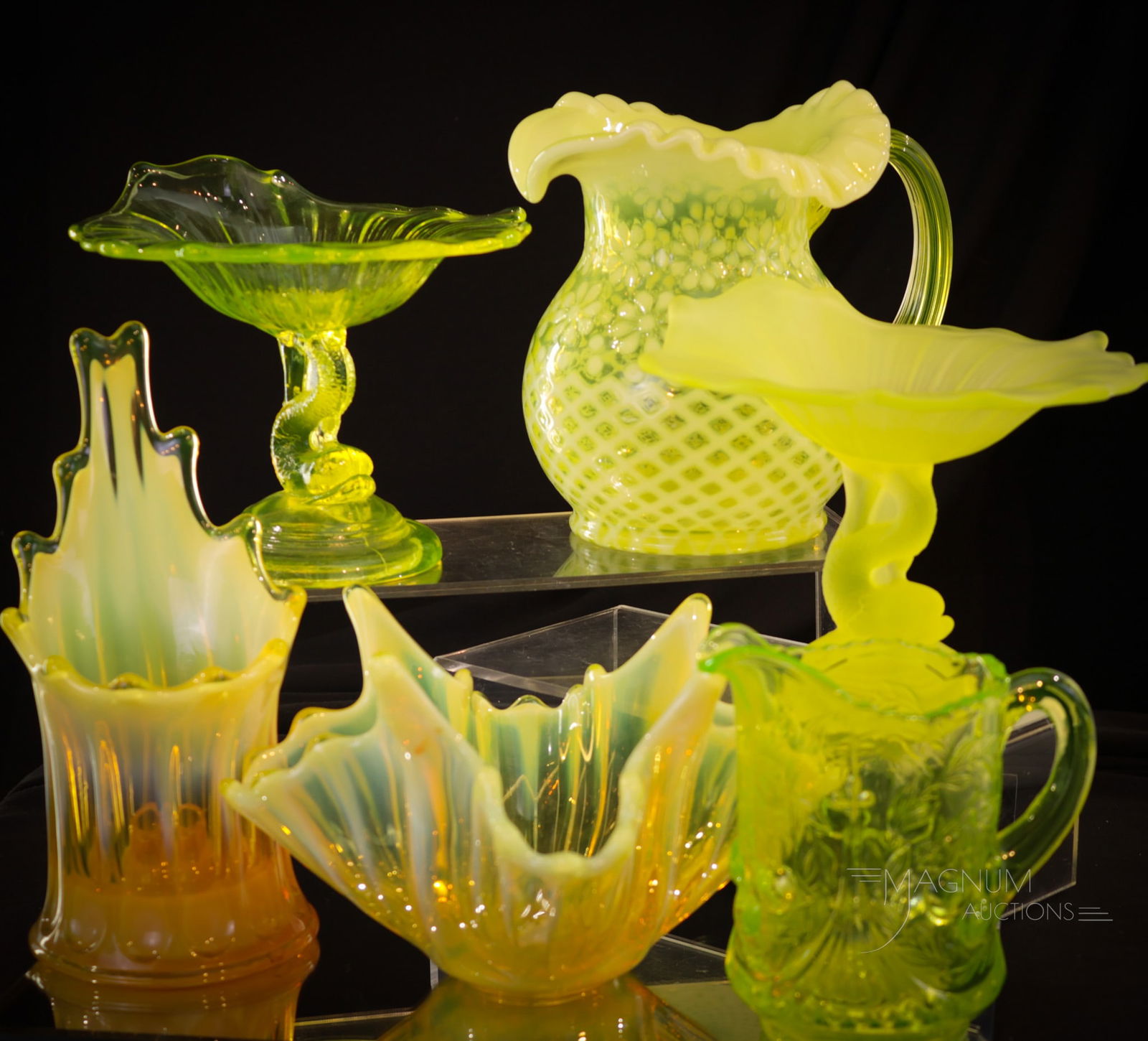 6 pc Lot "Gotta Have it All" Vaseline Glass (1 of 5)