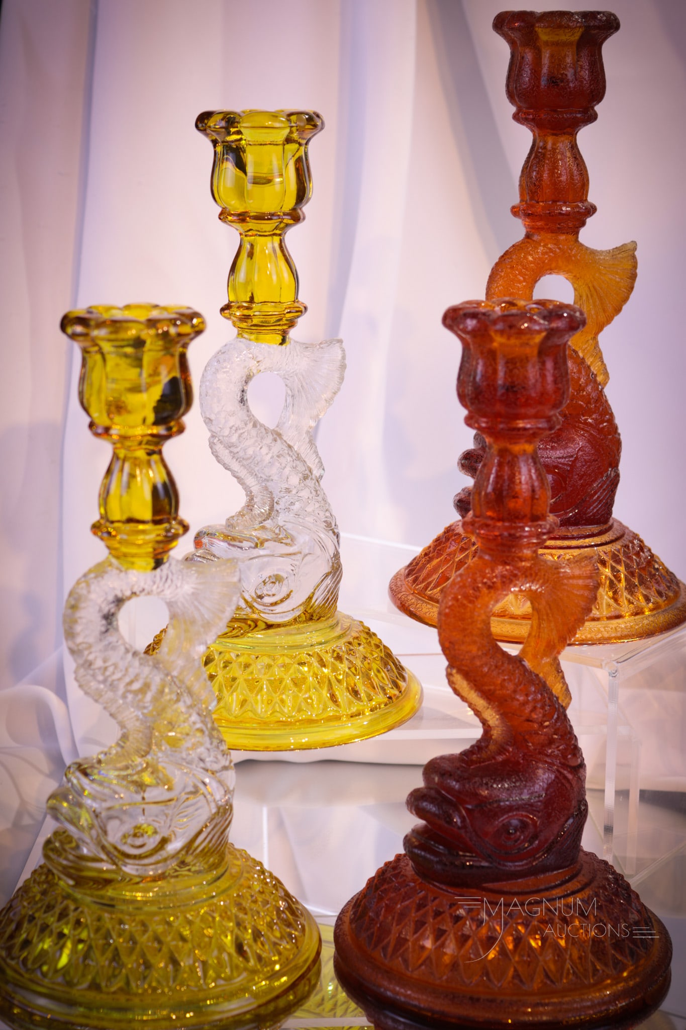 2 pr Lot Cambridge Glass Dolphin Candlesticks (1 of 12)