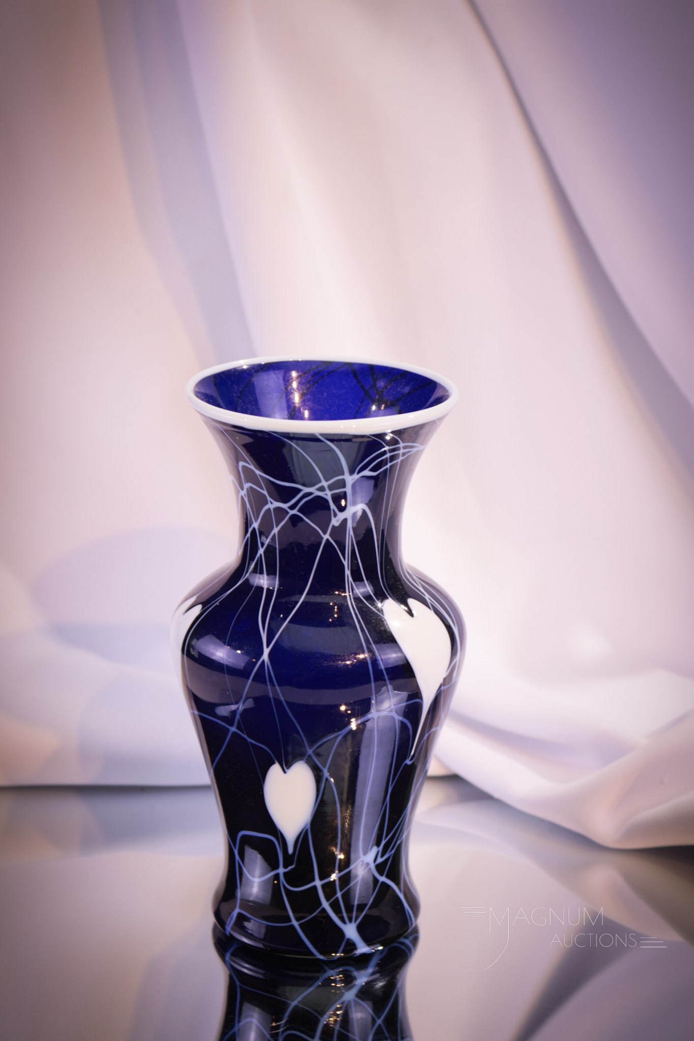 Imperial Freehand Cobalt Heart & Vine Glass Vase (1 of 4)