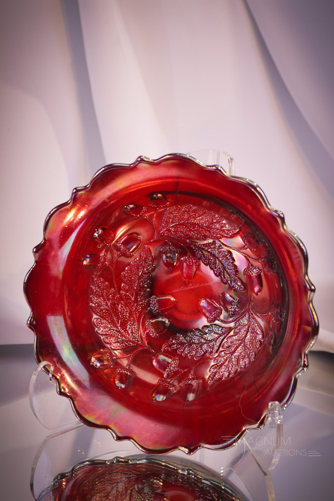 Fenton Acorns Red Carnival Glass Bowl (1 of 5)