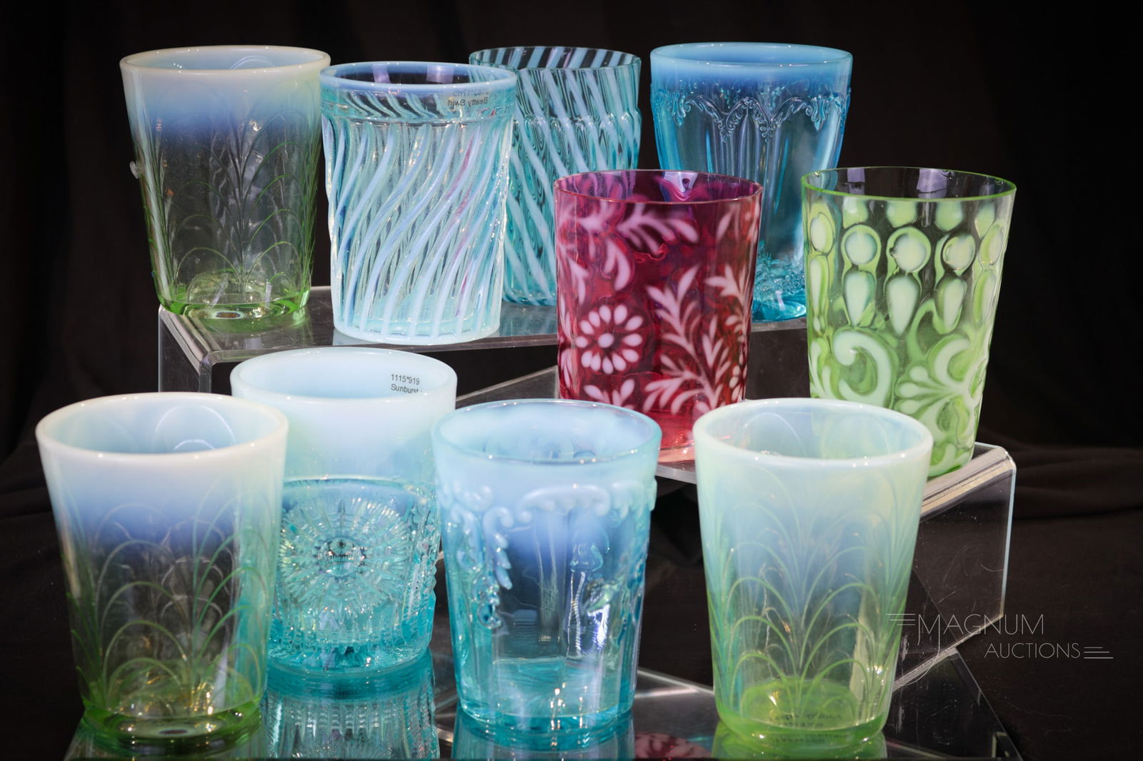 10 pc Lot Victorian & More Opalescent Glass Tumblers (1 of 10)