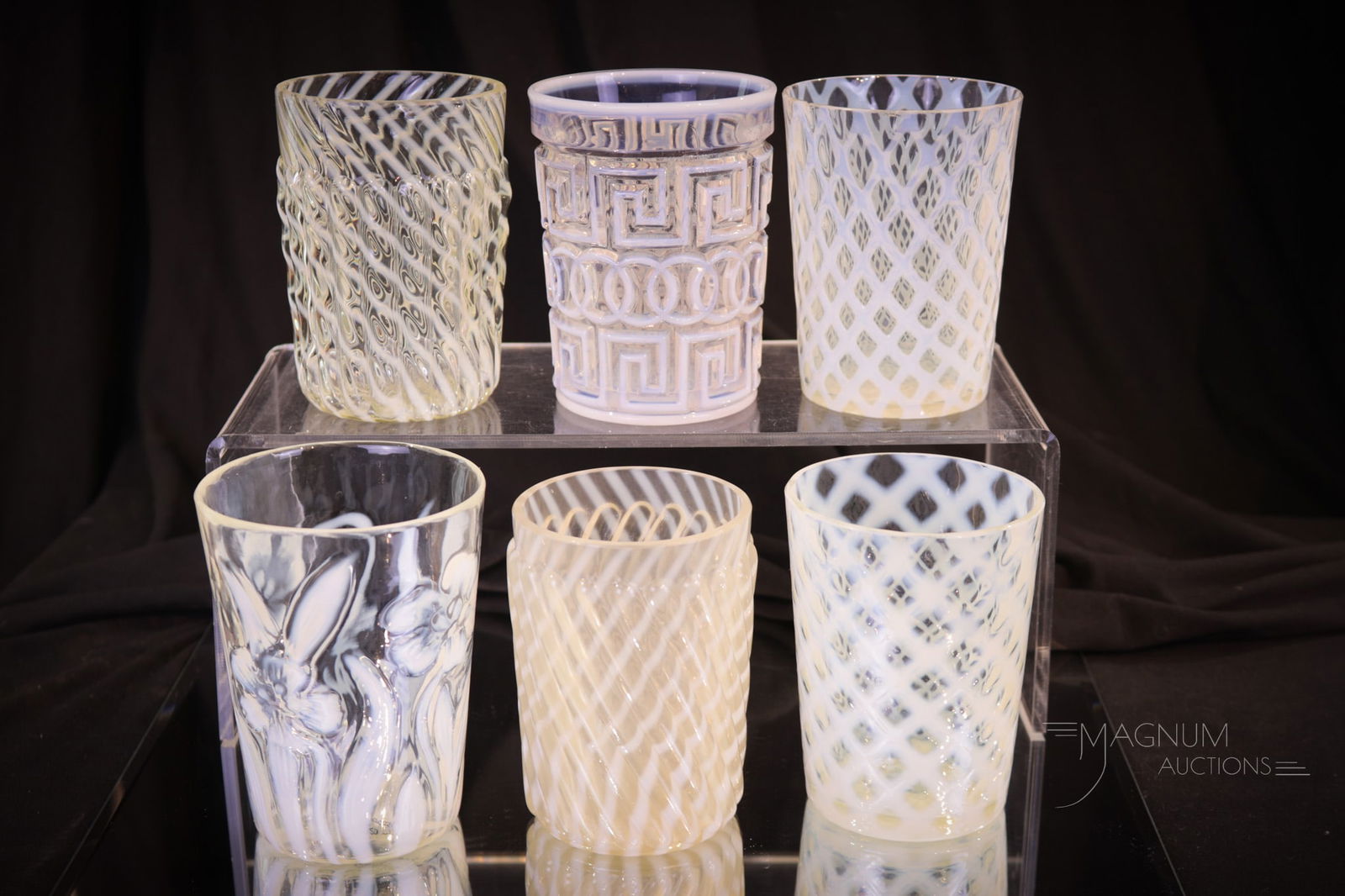 6 pc Lot Victorian Opalescent Glass Tumblers (1 of 4)