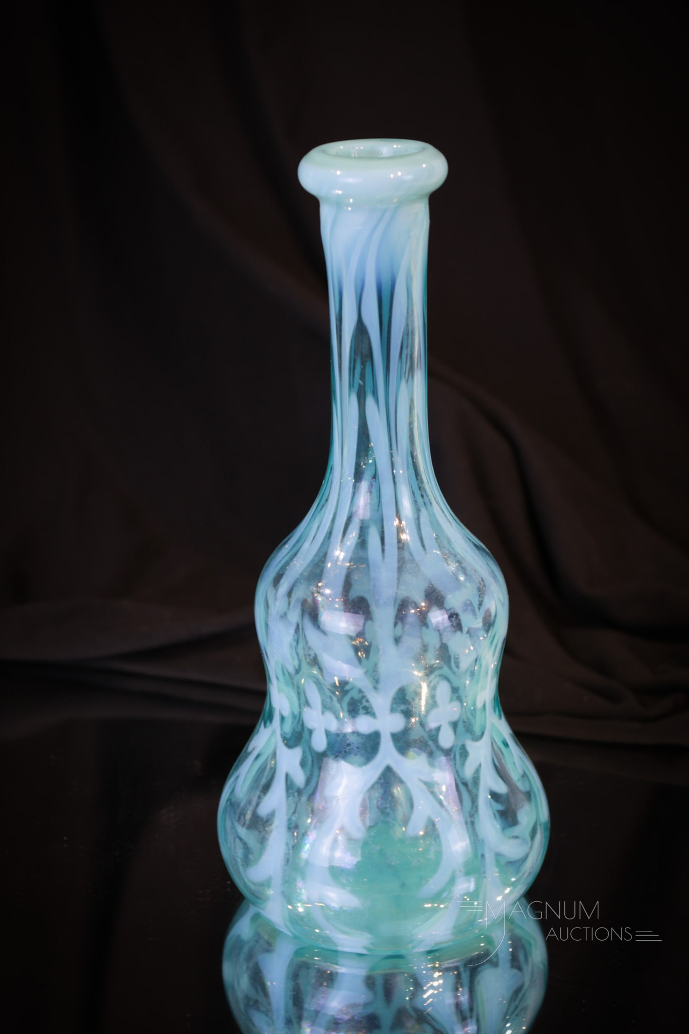 Northwood Blue Opalescent Spanish Lace Victorian Glass Barber Bottle (1 of 5)
