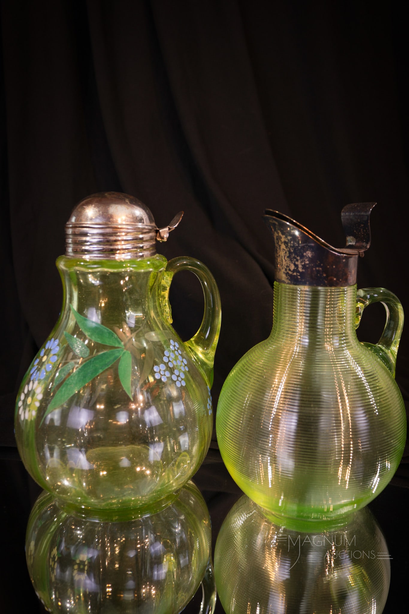 2 pc Lot Vaseline Glass Syrup Pitchers (1 of 7)