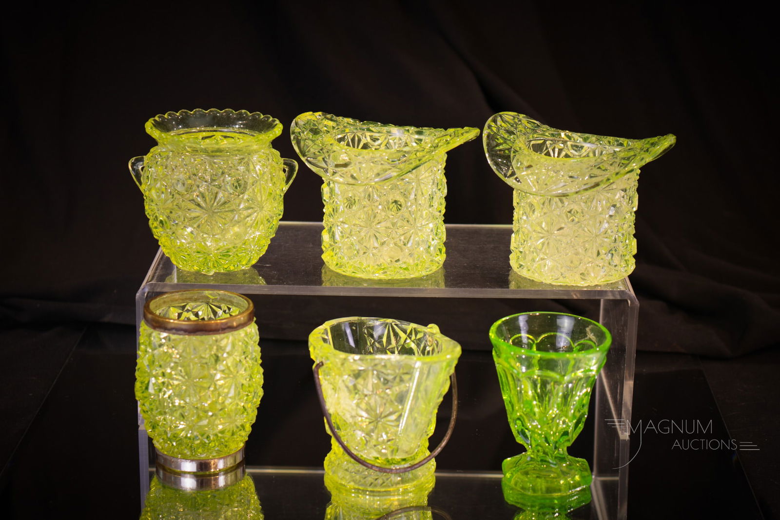 6 pc Lot Vaseline Glass Victorian Toothpick Holders (1 of 5)