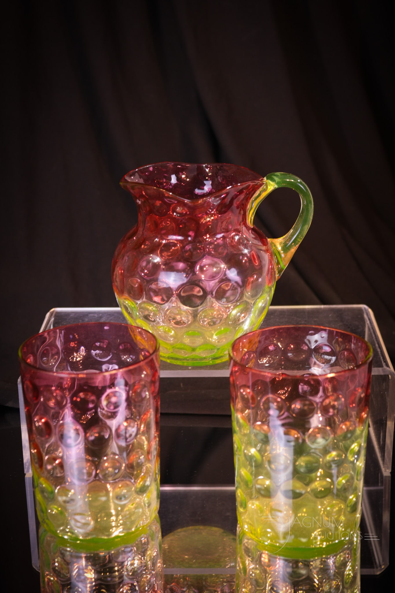 3 pc Lot Hobb's Vaseline Cranberry Rubina Verde Glass (1 of 10)