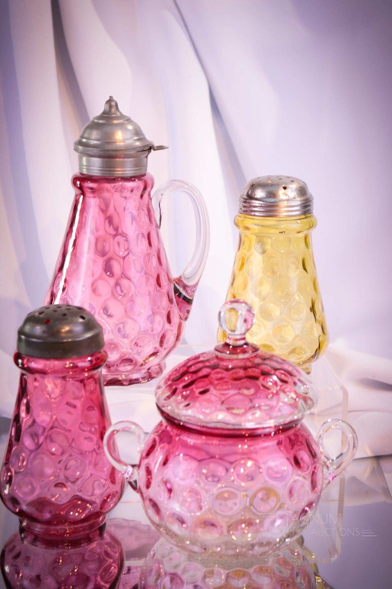 4 pc Lot Hobb's Victorian Glass Syrup Sugar Shakers & More (1 of 10)