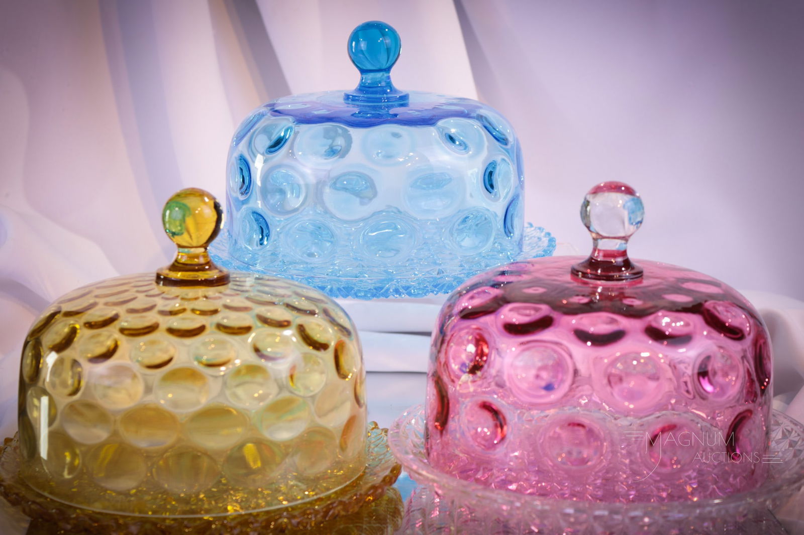 3 pc Lot Hobb's Victorian Glass Cheese Dishes (1 of 11)