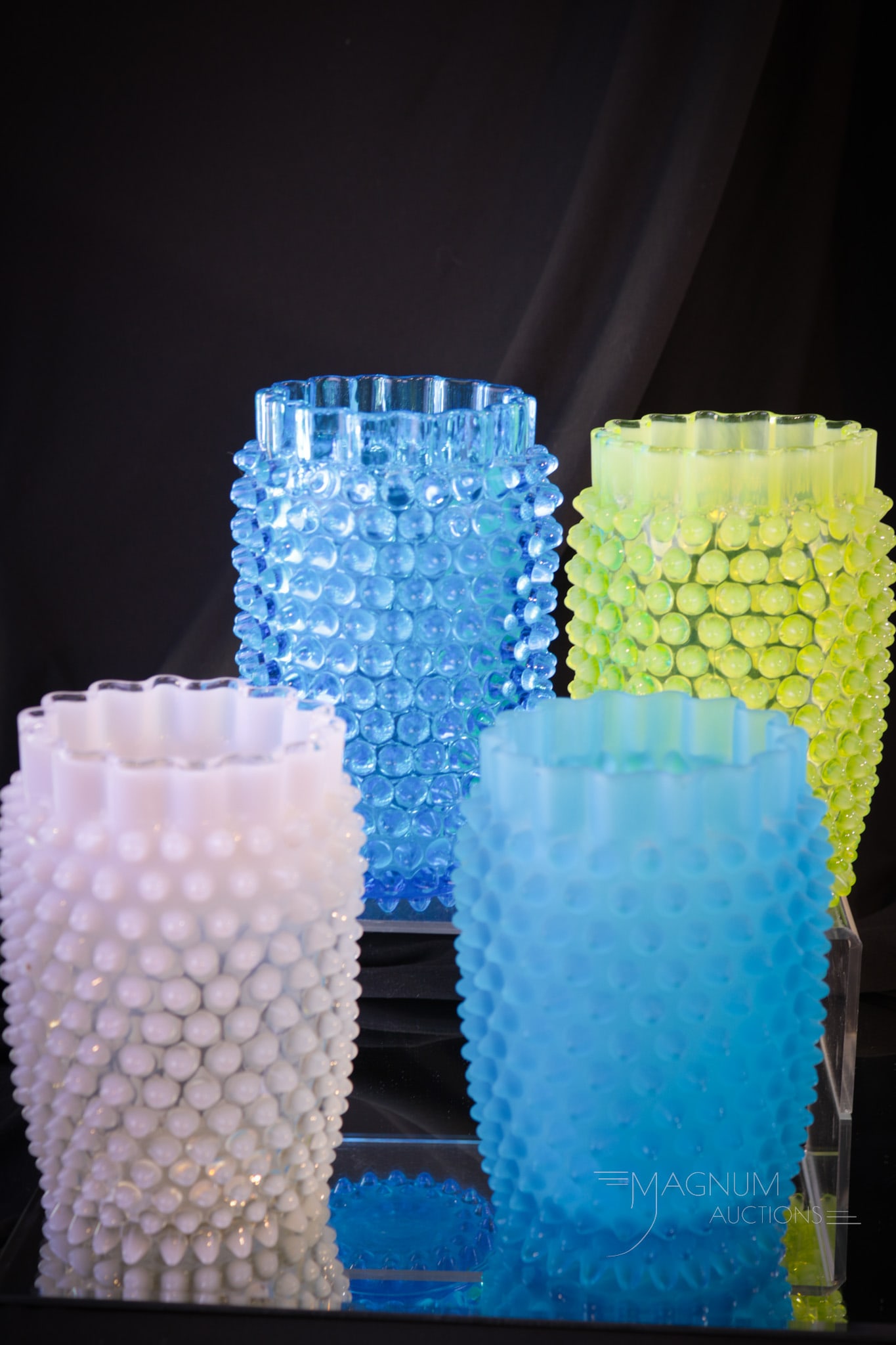 4 pc Lot Hobb's Victorian Glass Hobnail Celery Vases (1 of 9)