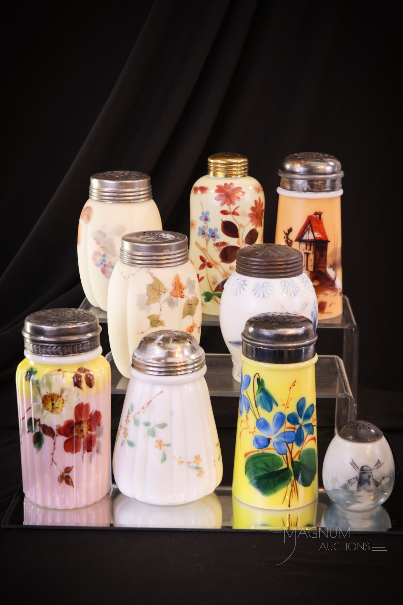 9 pc Lot Victorian Mt. Washington Northwood Glass Sugar Shakers & More (1 of 4)