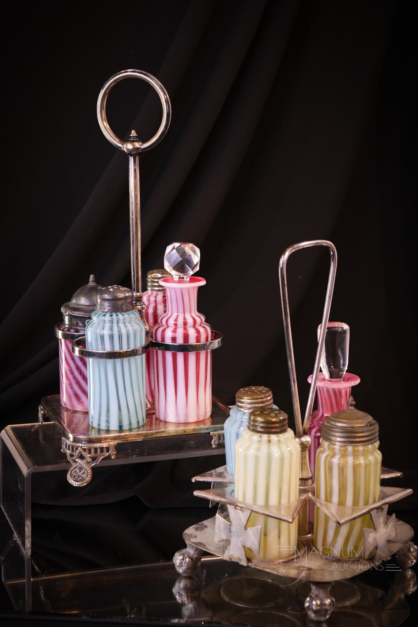 2 pc Lot Victorian Opalescent Condiment Castors (1 of 15)