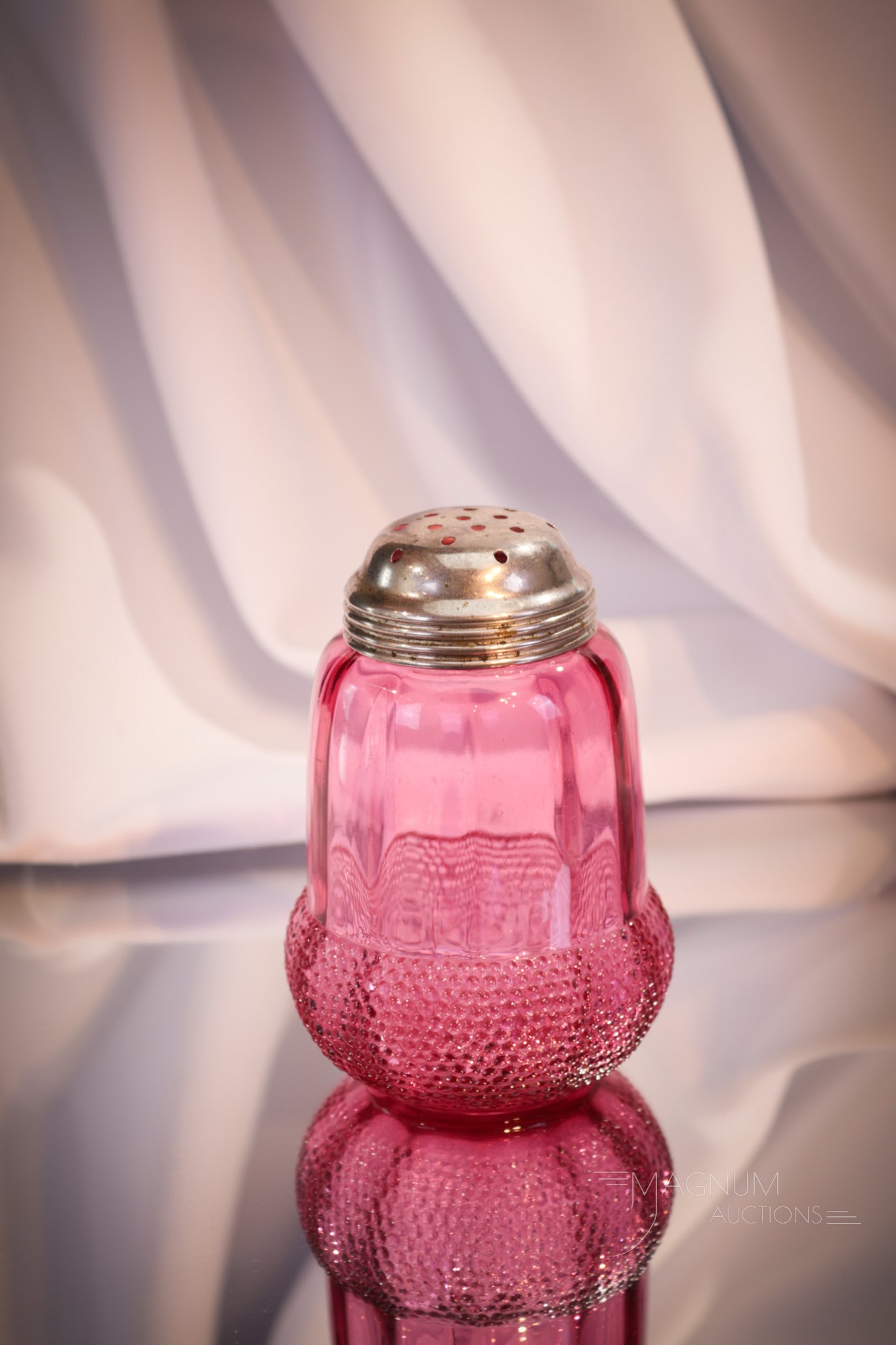 Scarce Cranberry Victorian Glass Acorn Sugar Shaker (1 of 6)