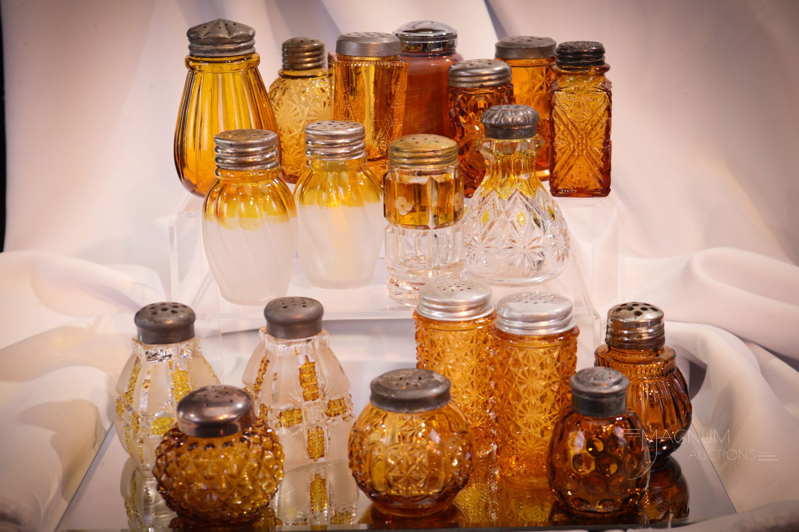 19 pc Amber Stained & More Victorian Glass Salt Shakers (1 of 4)