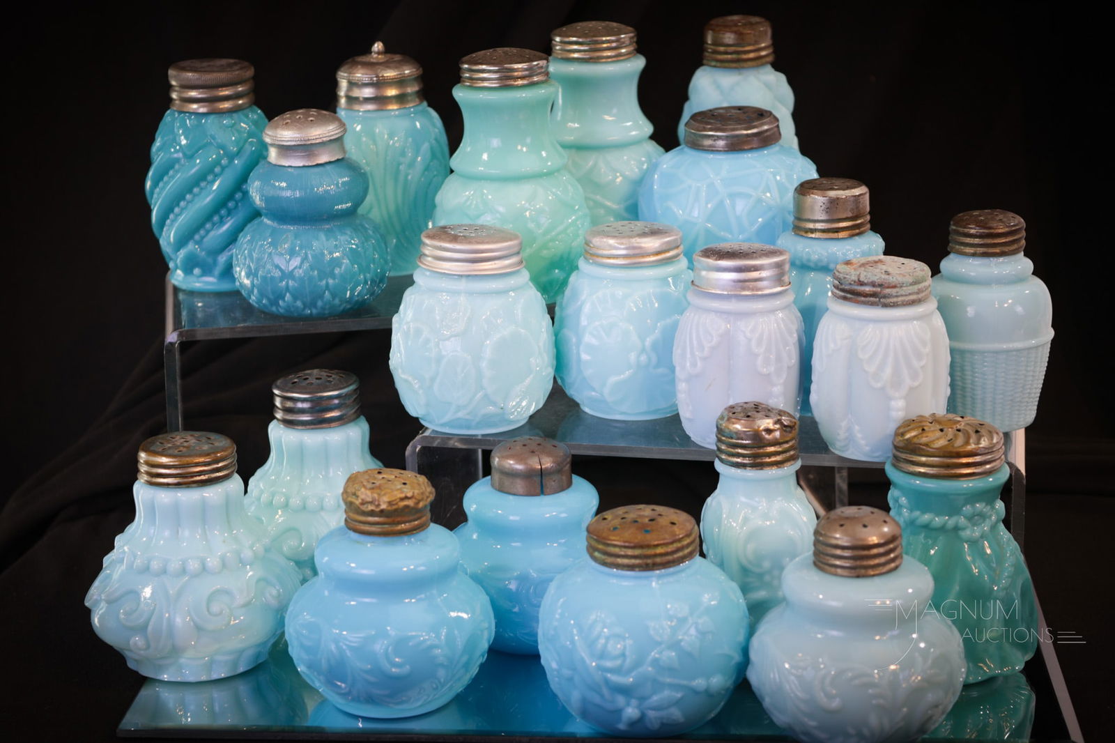 21 pc Lot Victorian Blue Opaque Glass Victorian Salt Shakers (1 of 3)