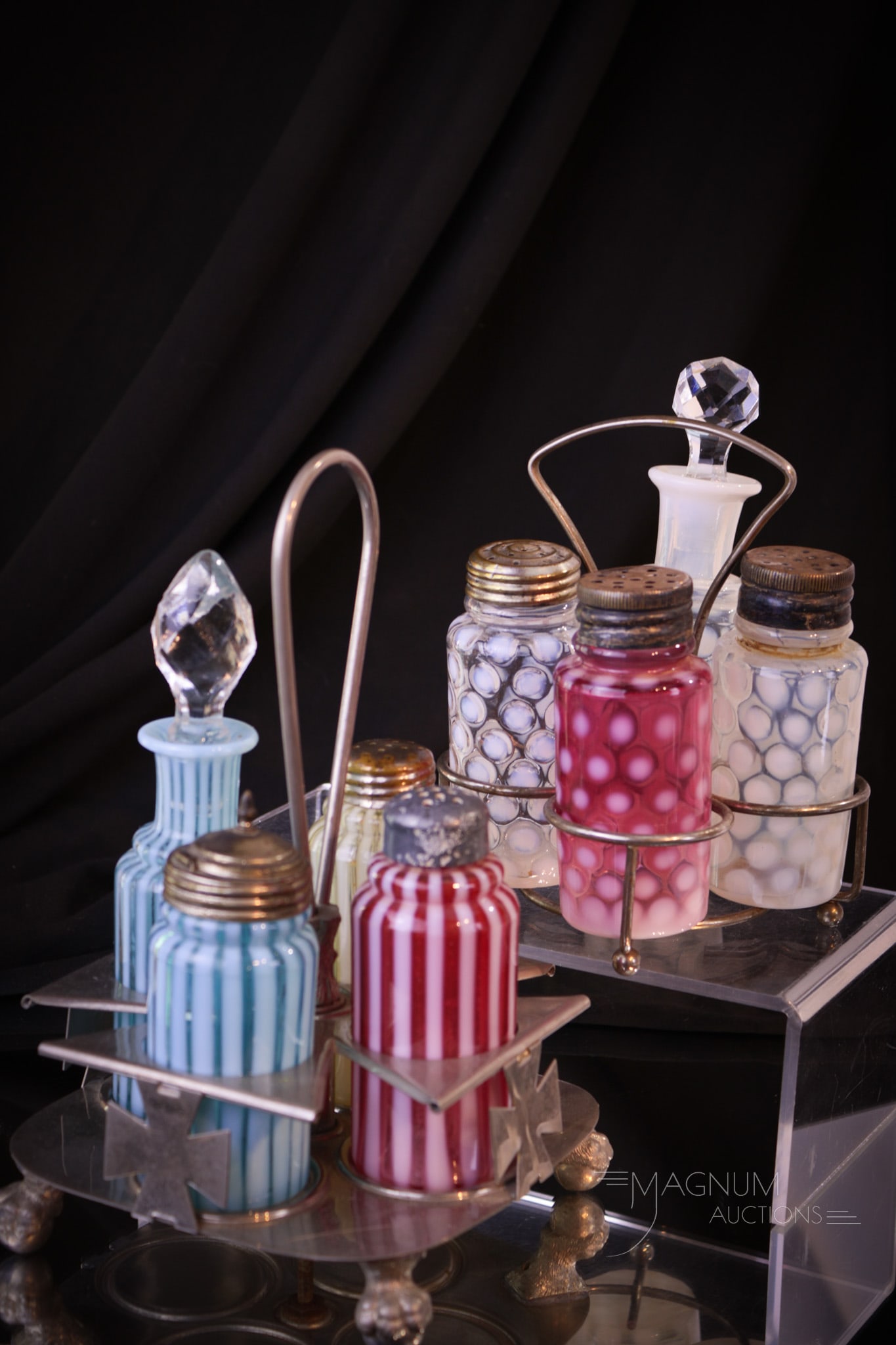 2 pc Lot Victorian Opalescent Glass Condiment Castors (1 of 13)