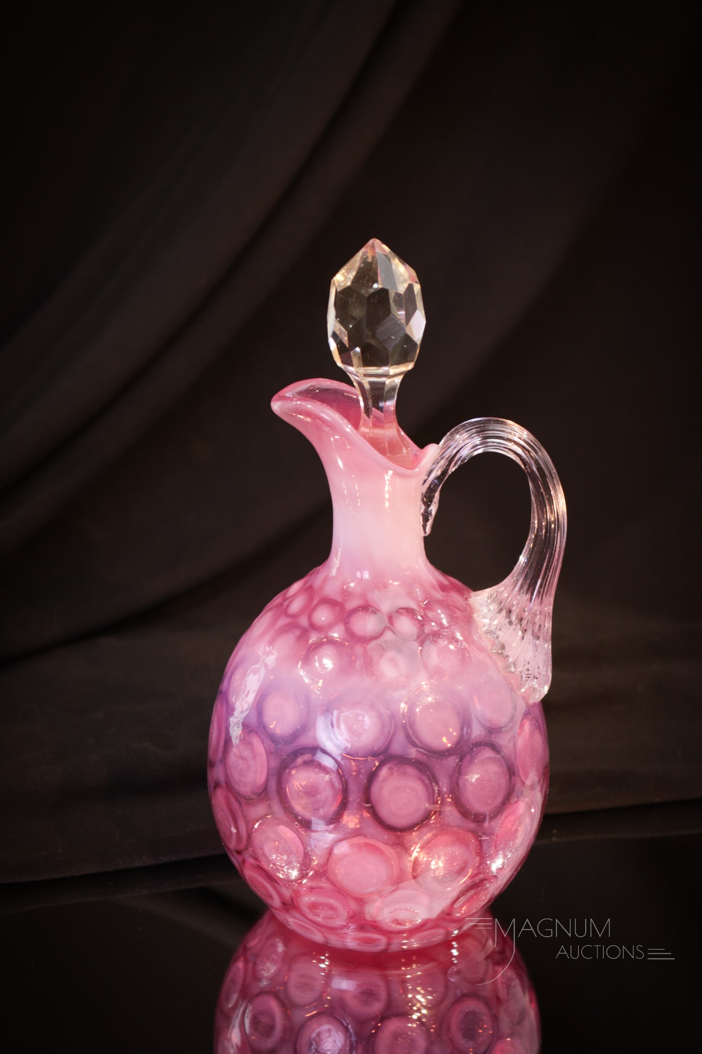 Scarce Hobb's Cranberry Opalescent Coinspot Victorian Glass Cruet (1 of 5)