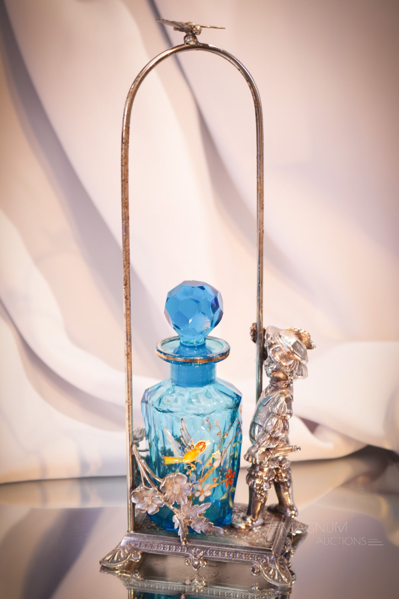 Tufts Victorian Figural Silverplate Enameled Glass Perfume castor (1 of 12)