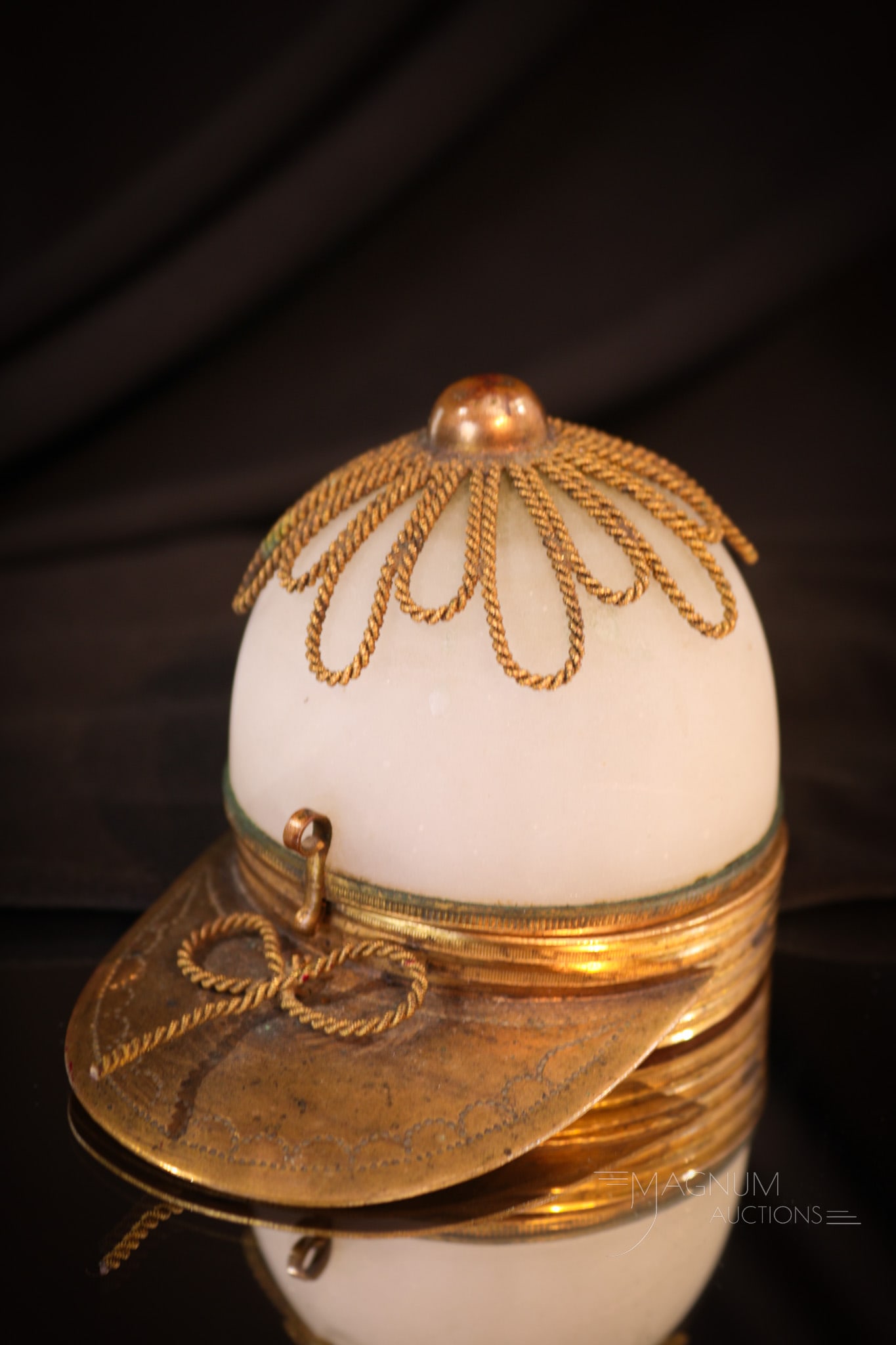 Opaline Victorian Glass Palais Royal Jockey Hat Jewelry Casket Ring Box (1 of 6)