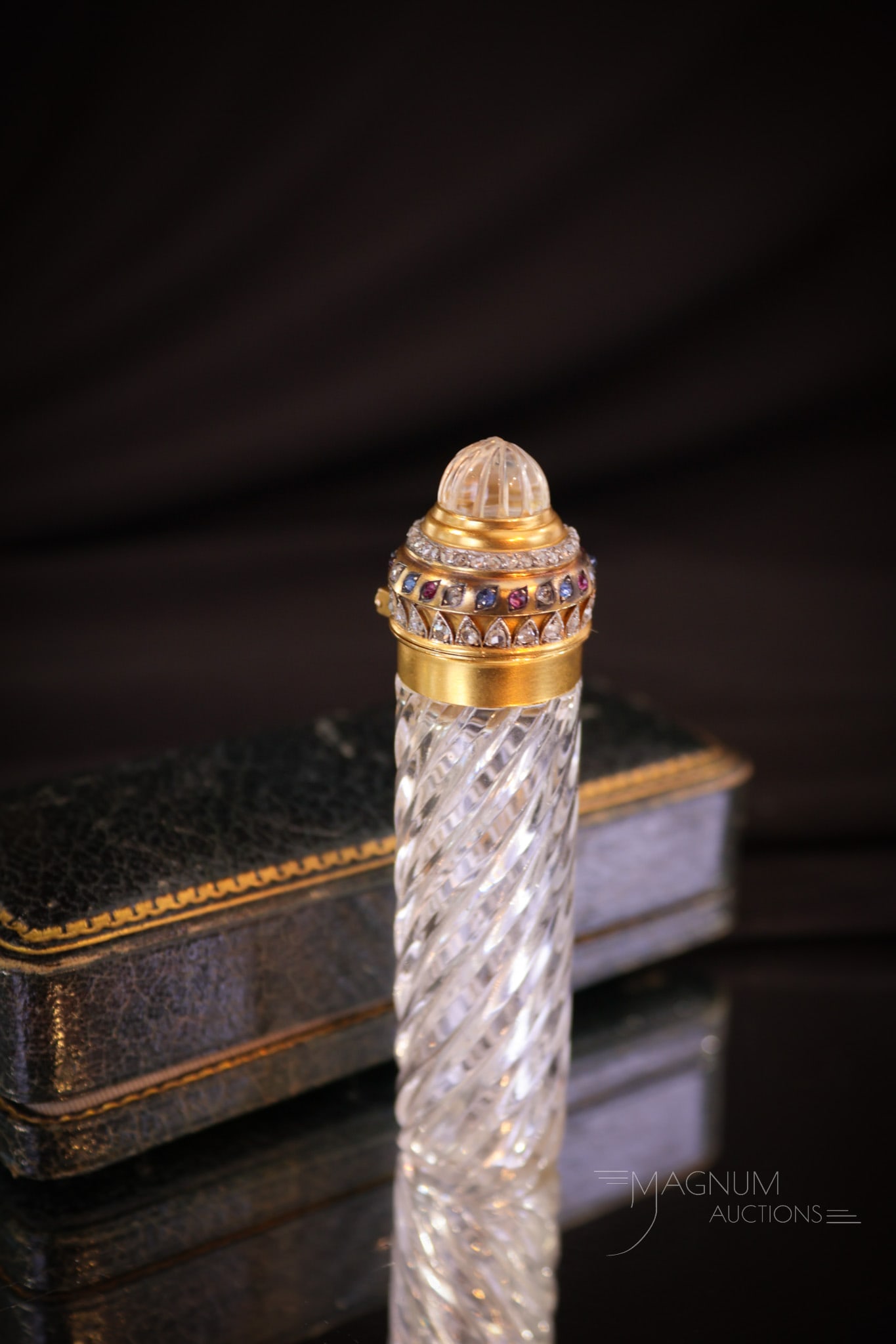 Fantastic 18K Gold Diamond Ruby Sapphire Perfume Rock Crystal Perfume in Original Case (1 of 14)