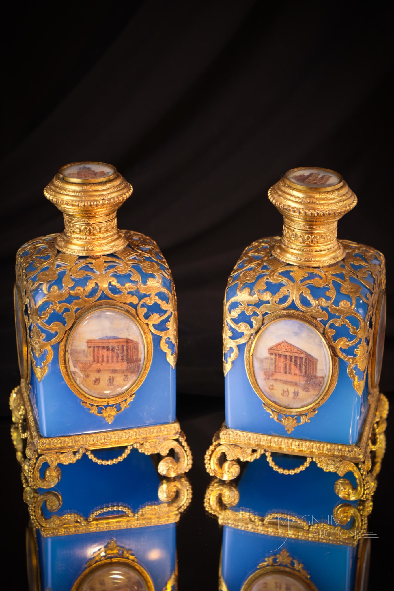 2 pc Lot Palais Royal Blue Opaline Perfume Bottles (1 of 5)