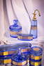 6 pc Lot Moser Frieze Decorated Blue Dresser Vanity Set Items