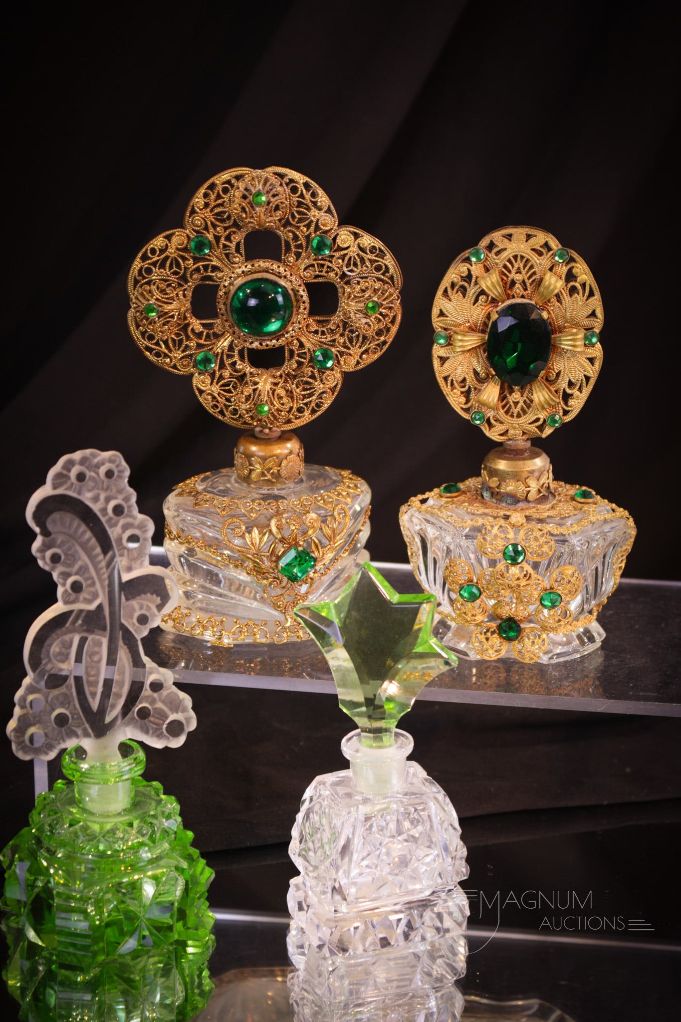 4 pc Lot Czechoslovakian Glass Perfume Bottles (1 of 14)