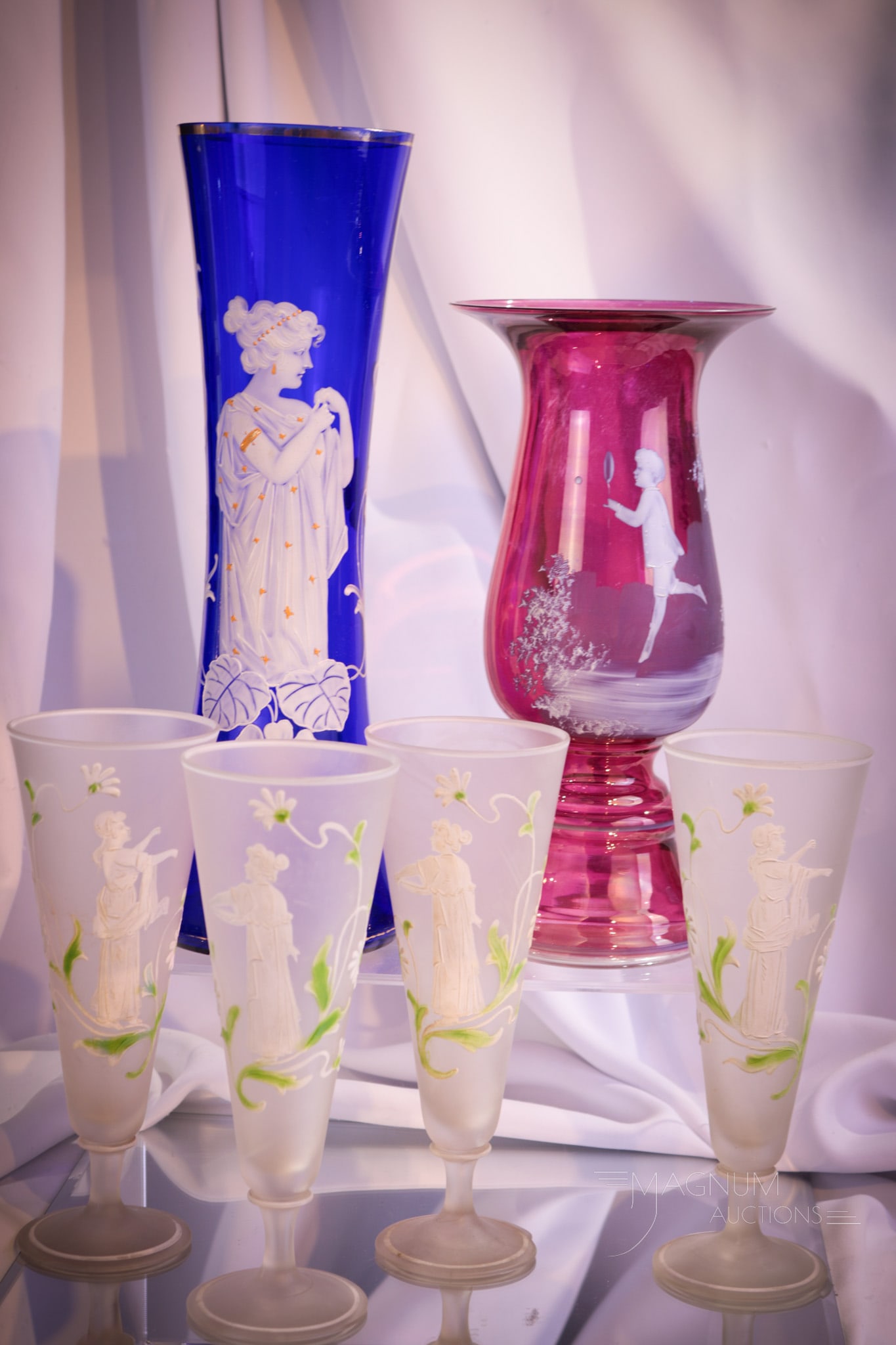 6 pc Lot Mary Gregory Glass Victorian Vases & More (1 of 12)