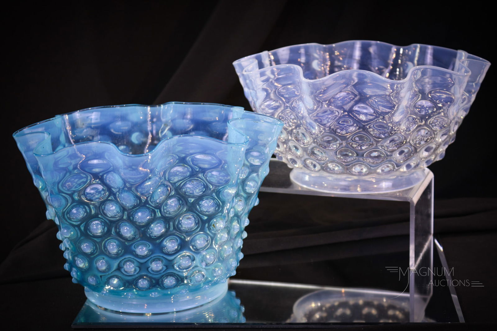 2 pc Lot Hobb's Victorian Glass Opalescent Lamp Shades (1 of 8)